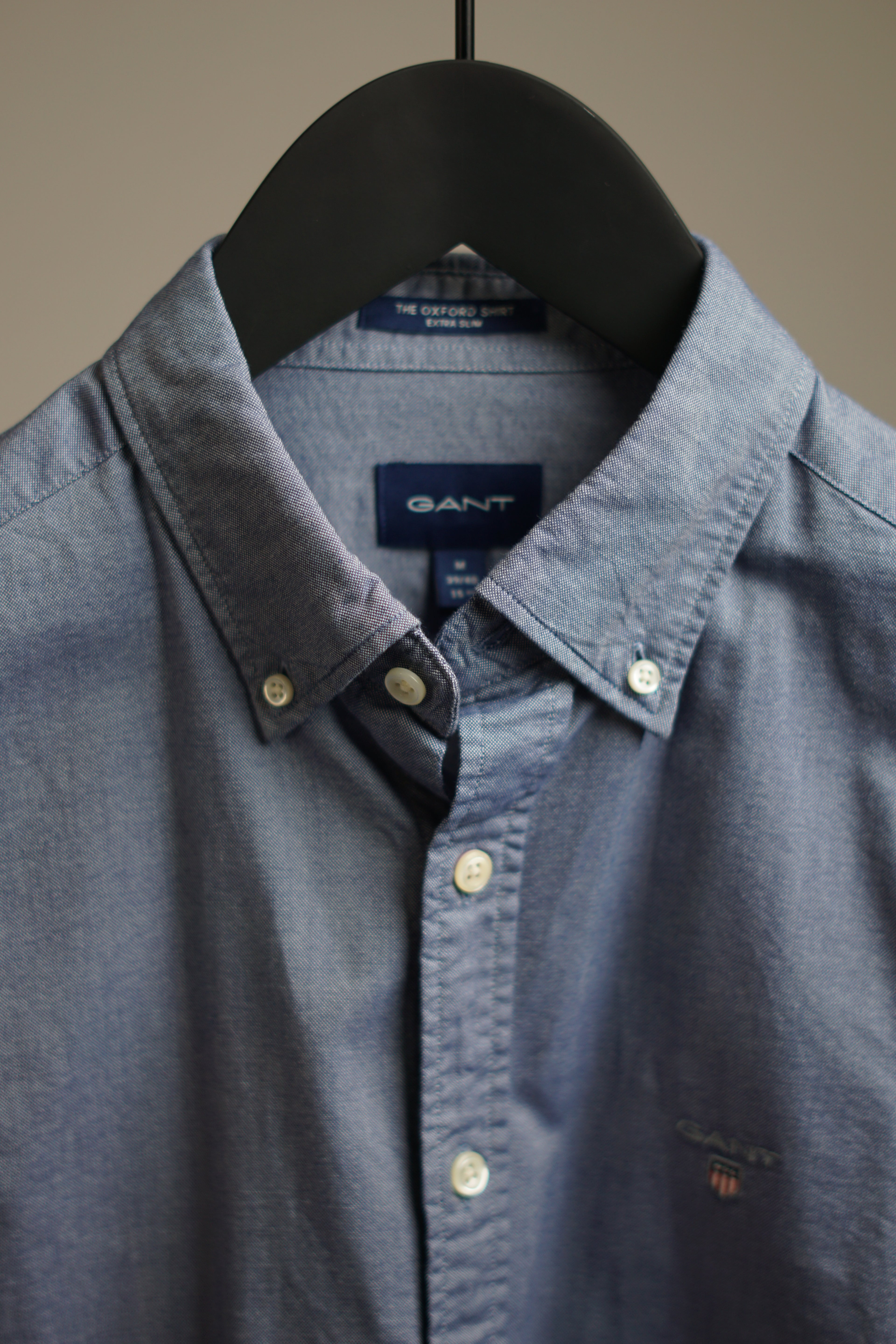 Gant Extra Slim Blaues Oxford-Hemd mit Knopfleiste