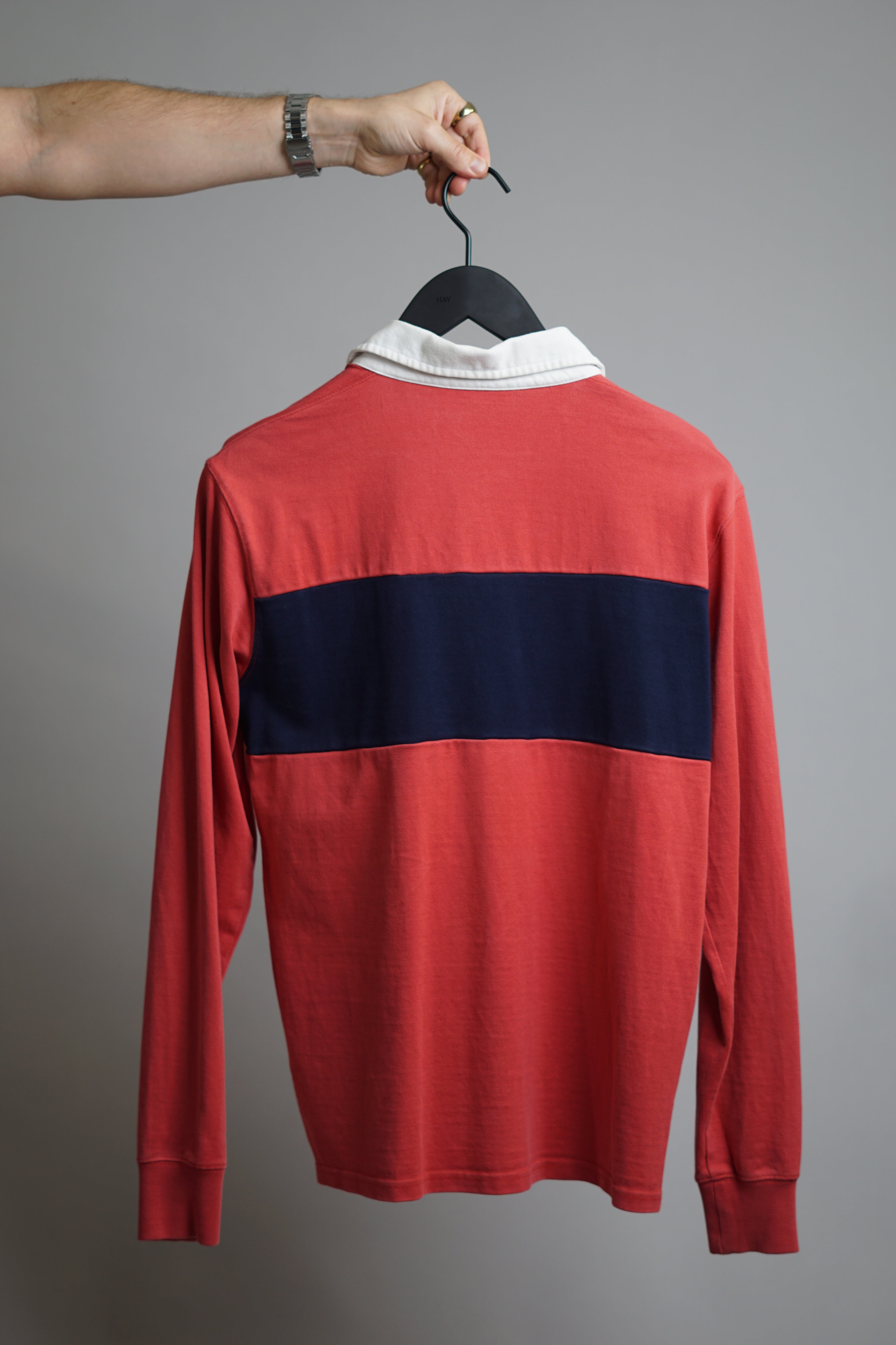 Gant Langärmliges Poloshirt in Rot und Marineblau