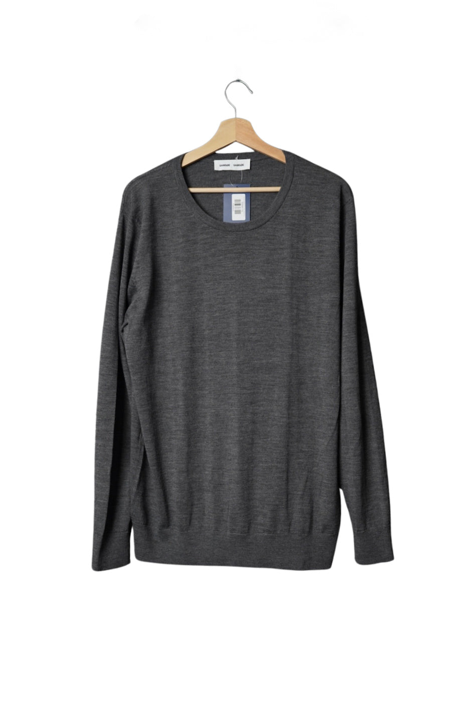 Samsøe Samsøe Dark Grey Melange SUP Merino Wool O-Neck Knit