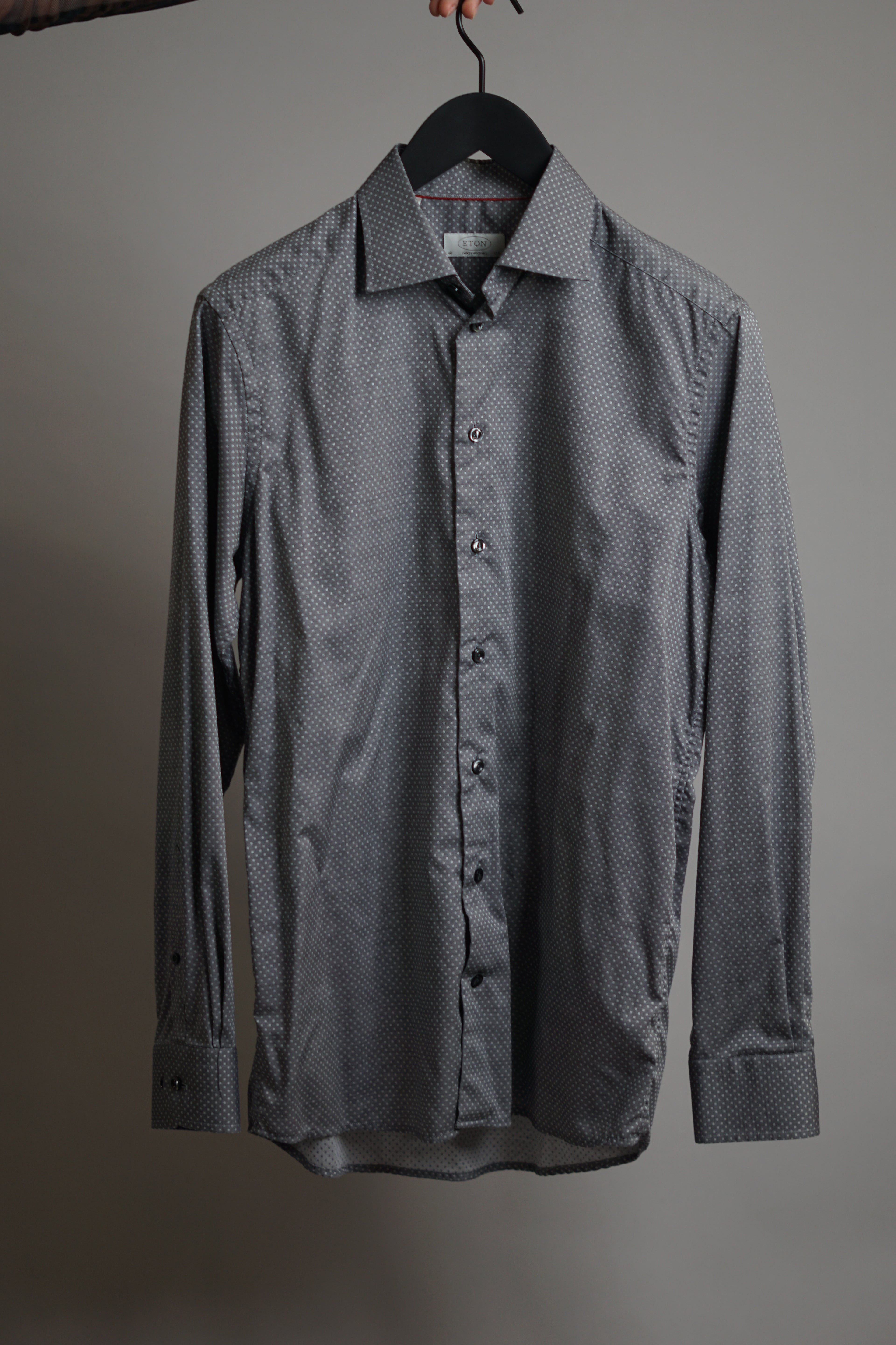 Eton Gray Contemporary White Dotted Shirt