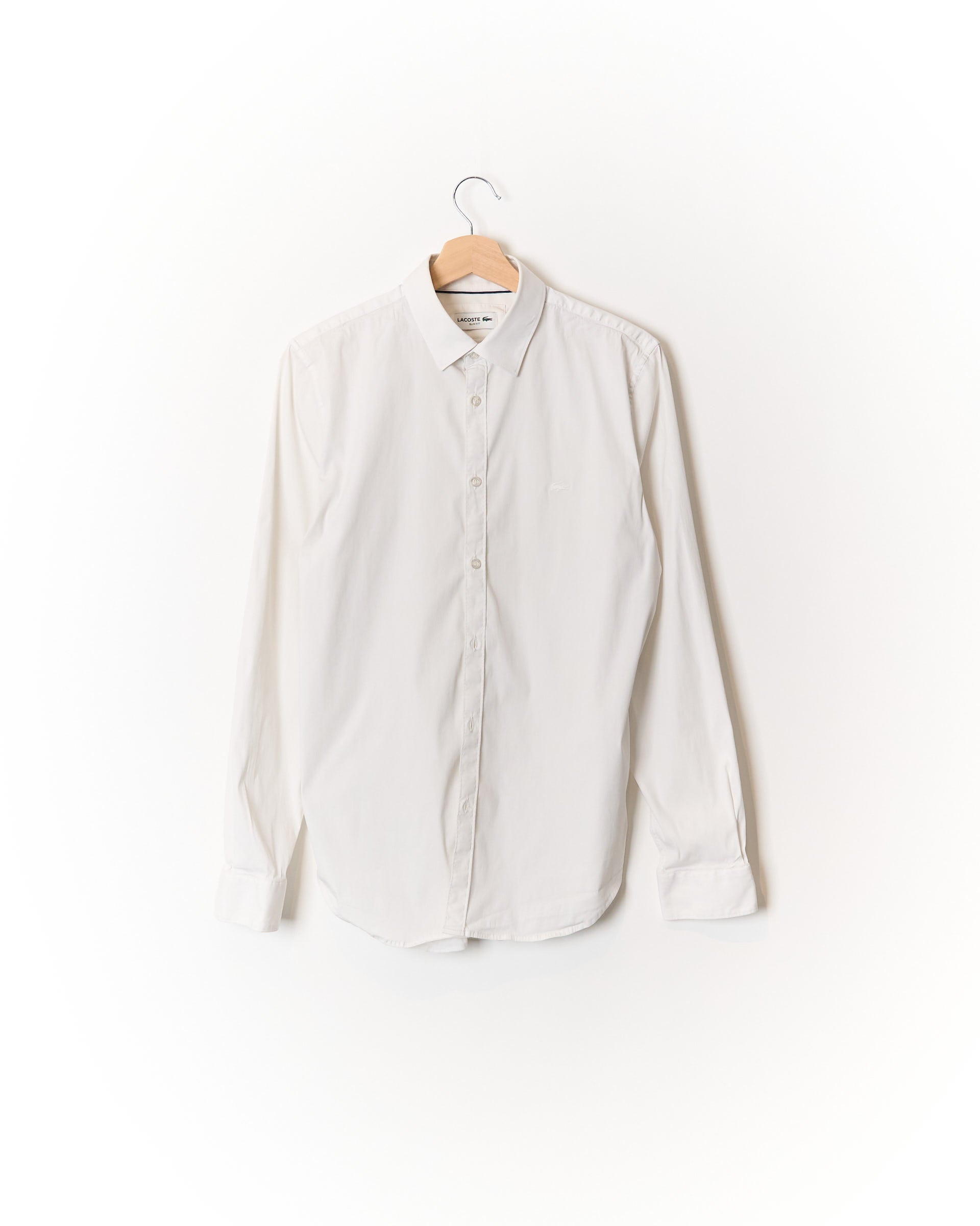 Lacoste White Strech Slim Fit Cotton Shirt