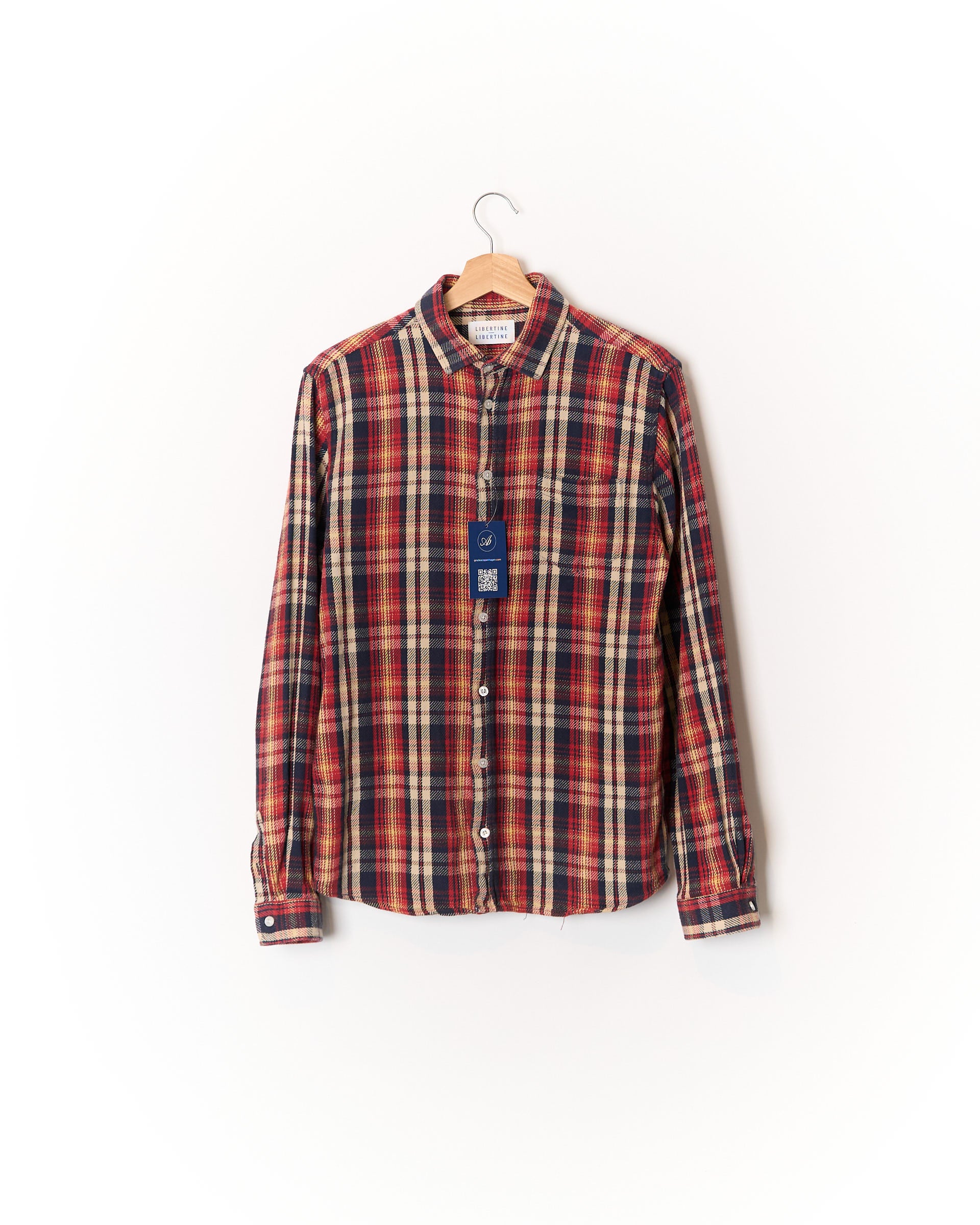 Libertine Libertine Red, Navy, Yellow and Beige Checkered Lynch Cotton Overshirt