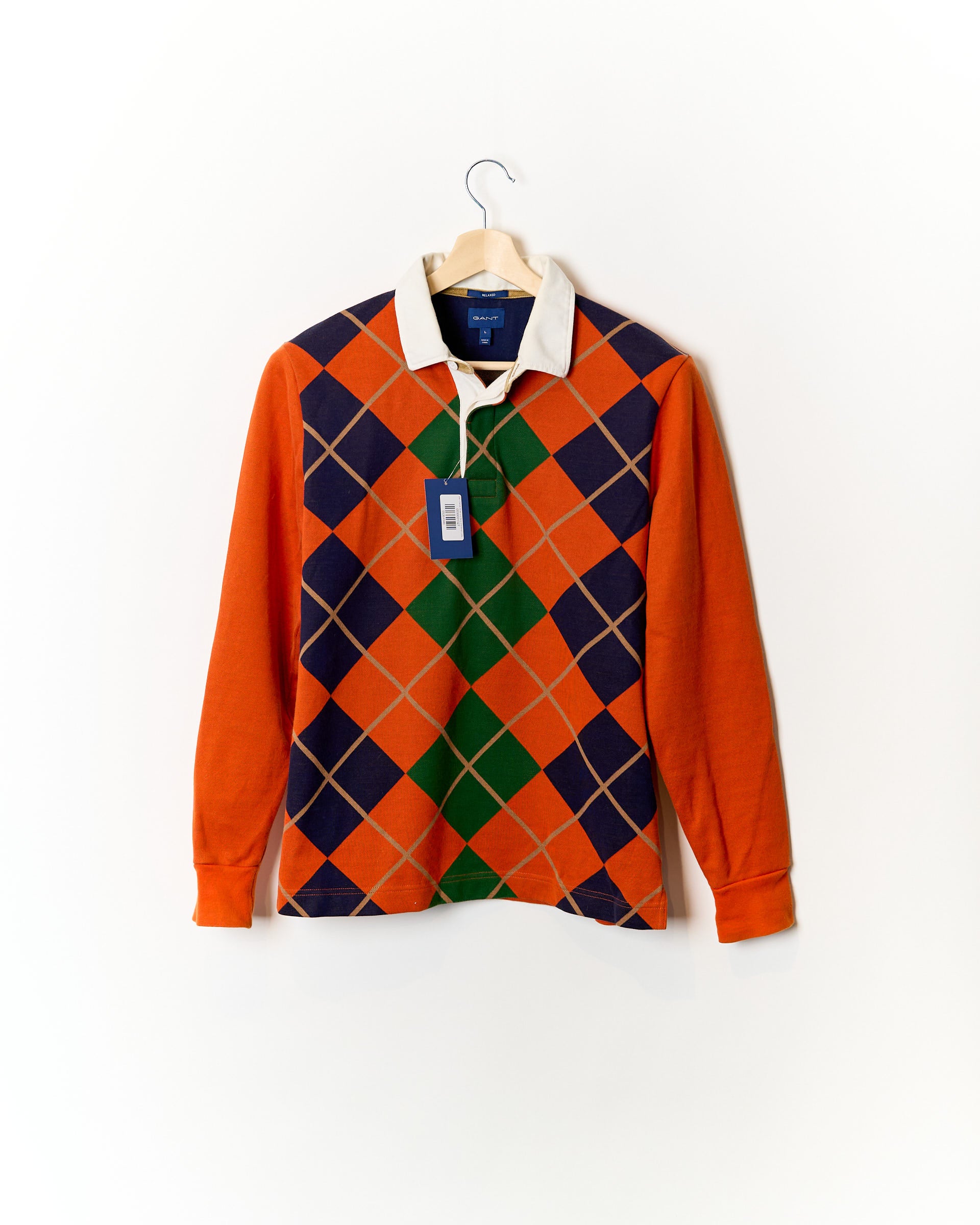 Gant Baumwollteppich mit orangefarbenem, grünem und marineblauem Karomuster