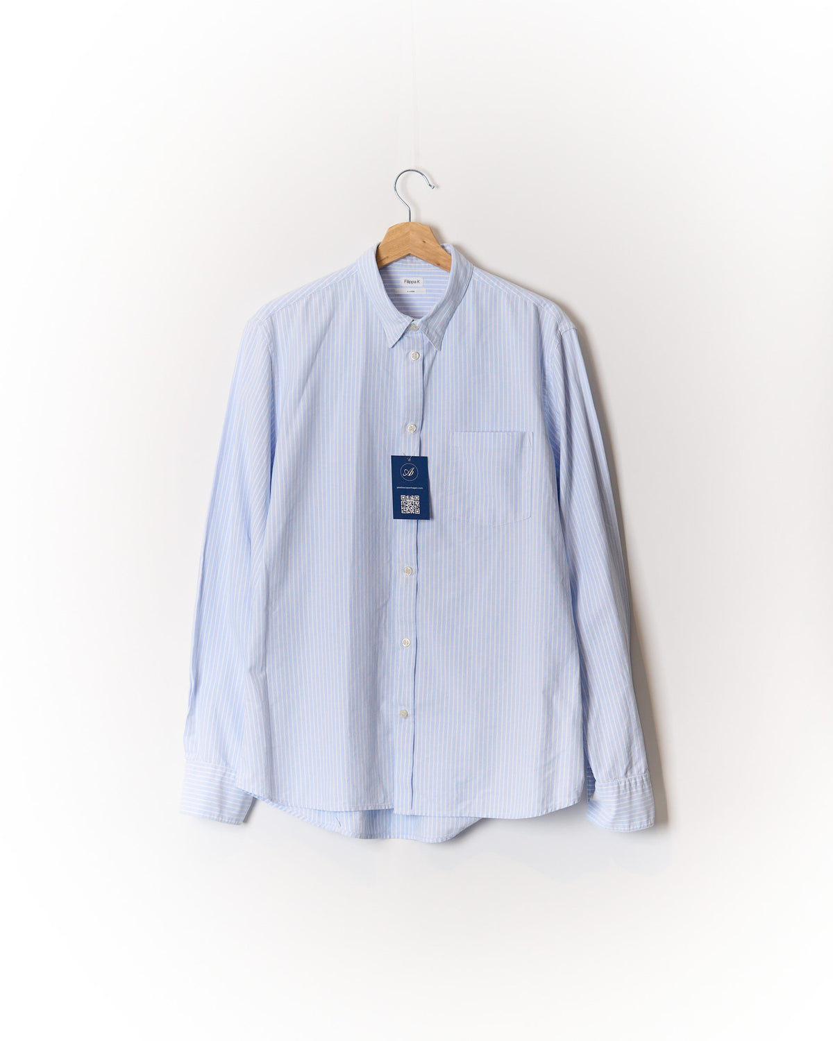Filippa K Light Blue and White Striped Cotton Shirt