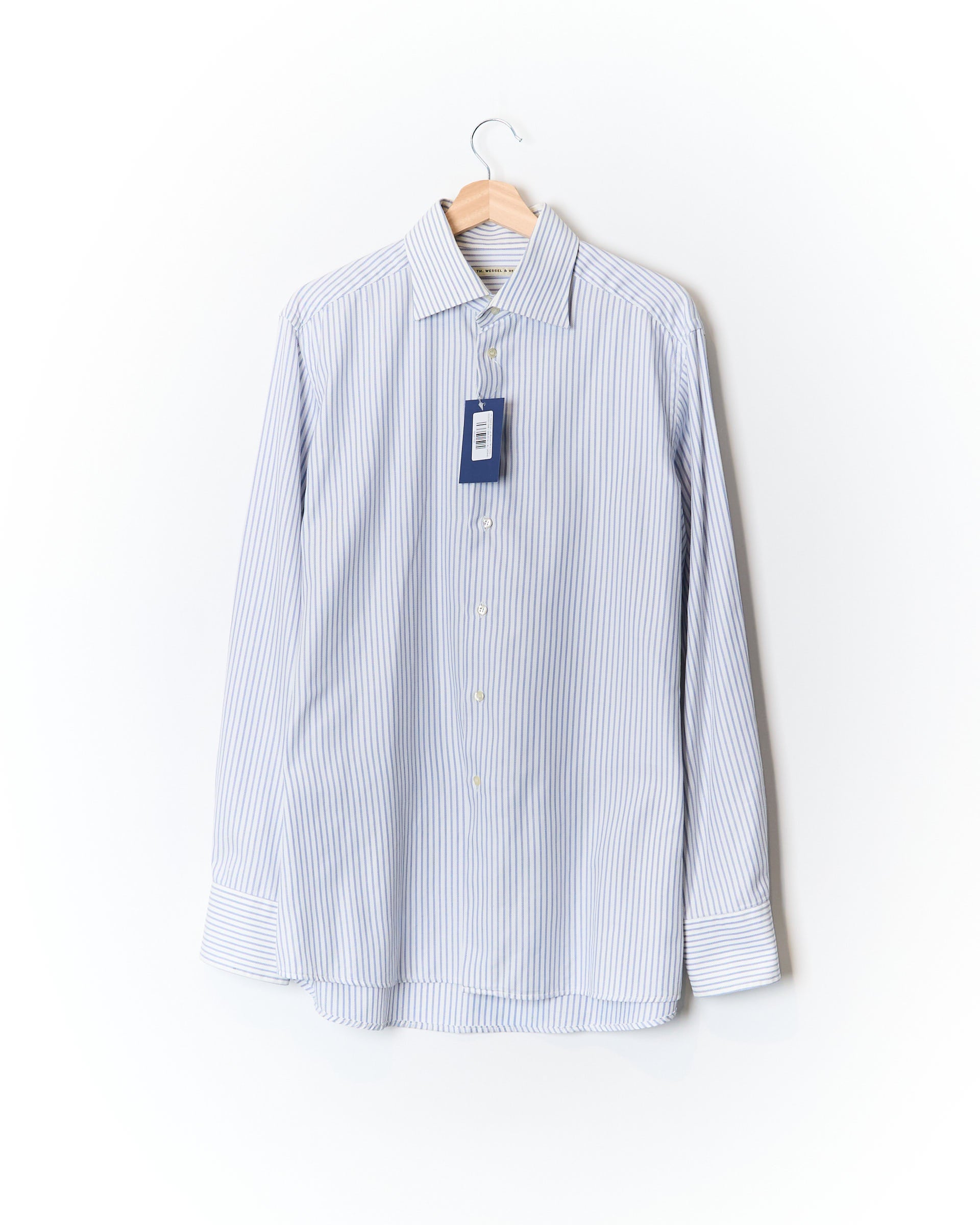 Th. Vessel & Vett Light Blue and White Striped Cotton Shirt