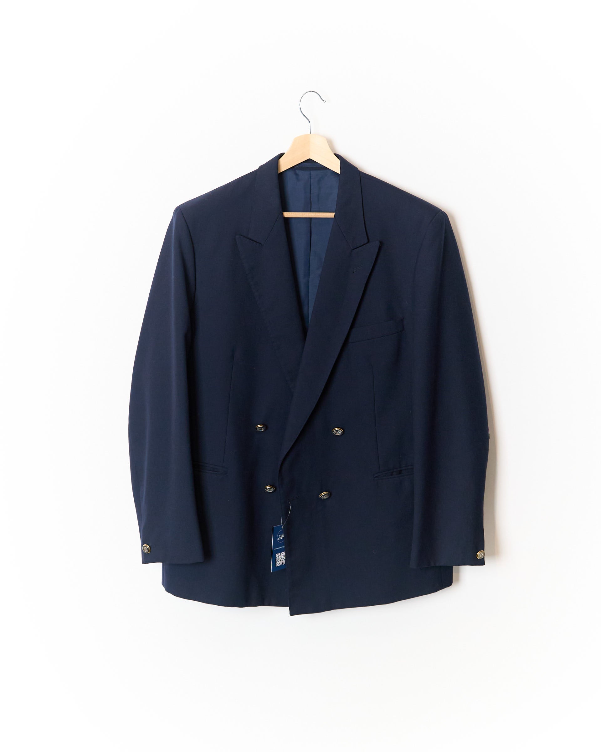 Jardex Navy Gold Button Double Breasted Wool Blazer