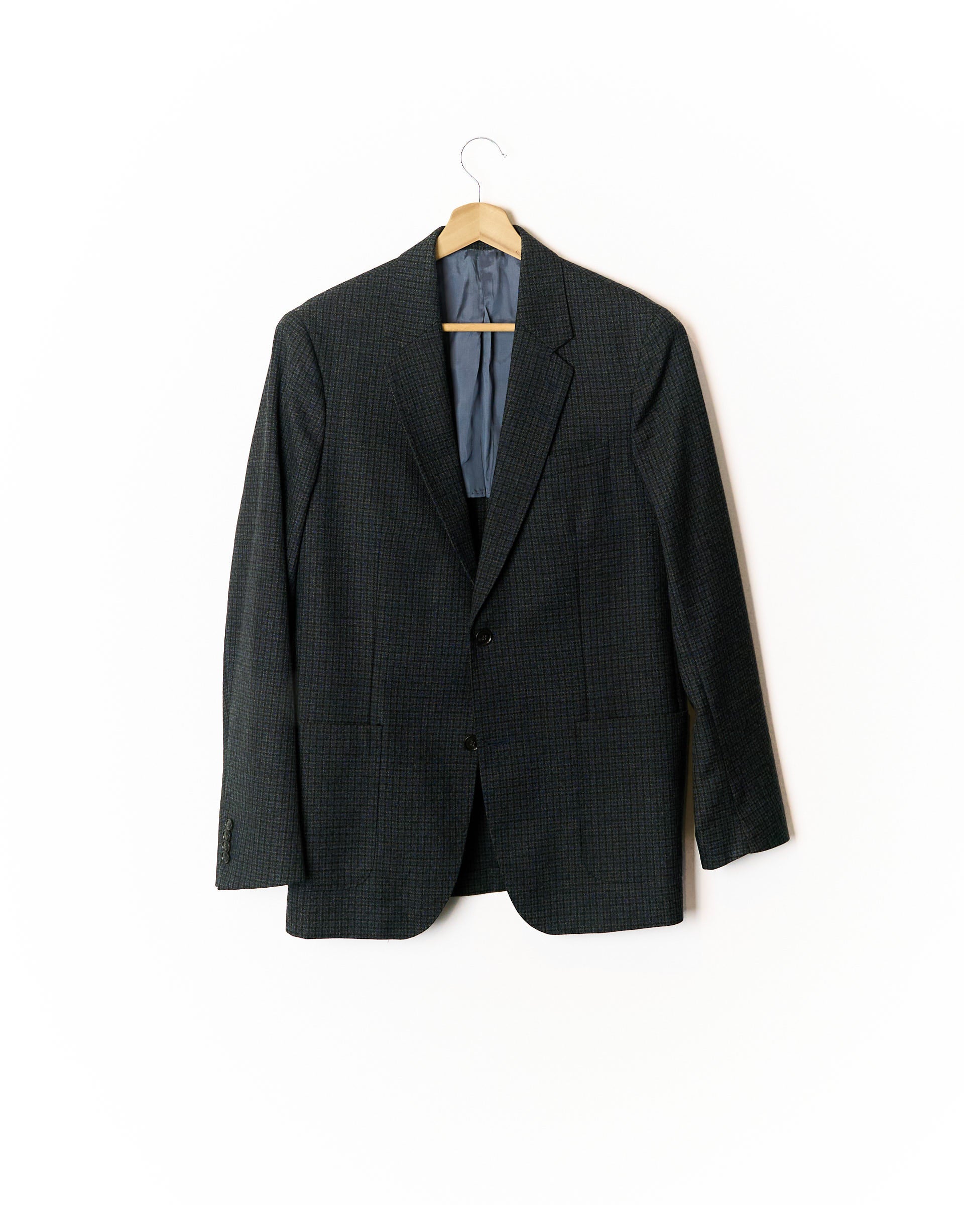 Tiger of Sweden Dark Grey and Blue Checkered Josef Wool Blazer