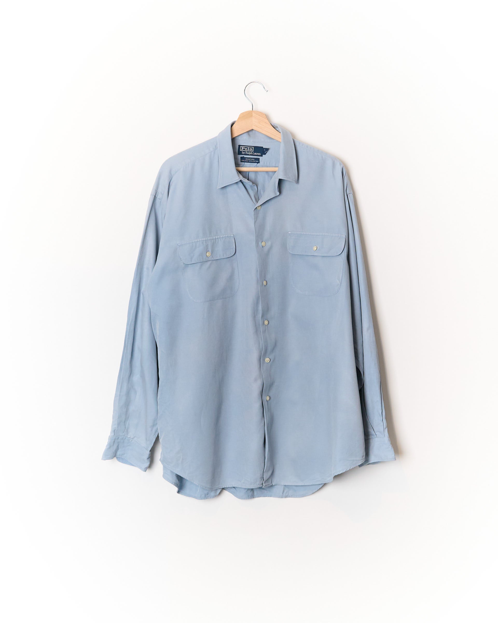 Polo Ralph Lauren Light Blue Benford Silk and Cotton Overshirt