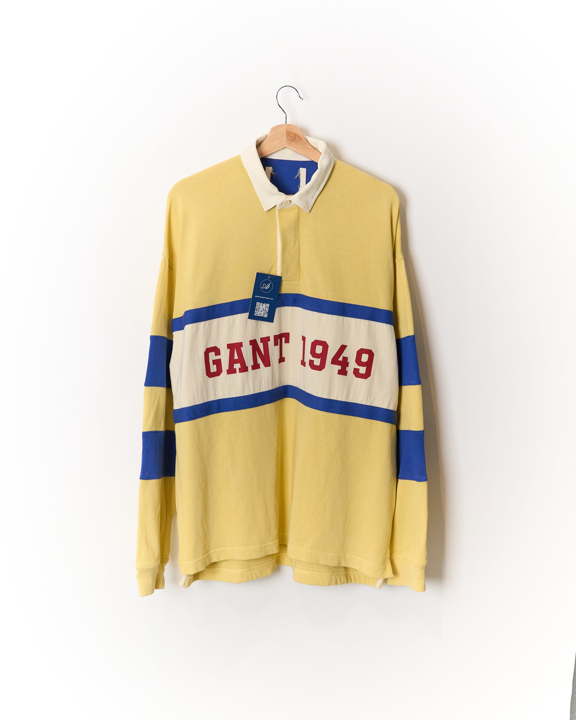 Gant Yellow, Blue and WhiteLong Sleeved Cotton Rugger