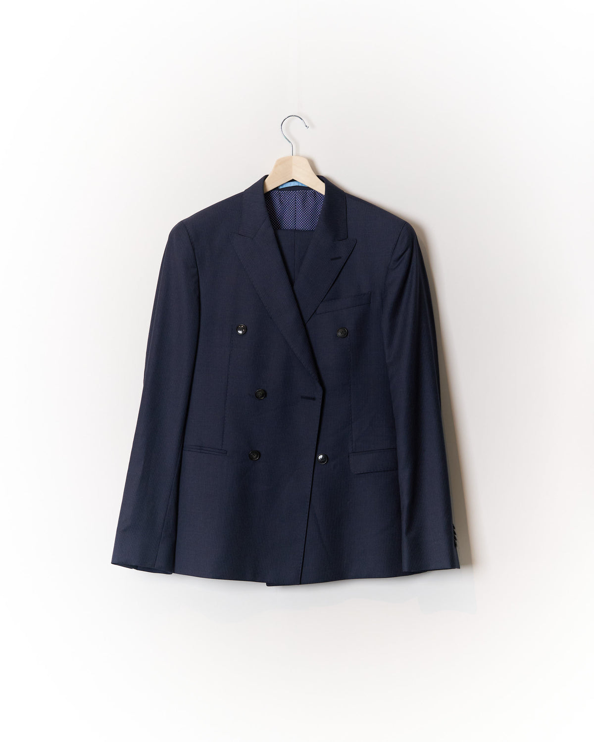 SAND Copenhagen Navy Blue Pinstripe Double-Breasted Wool Suit
