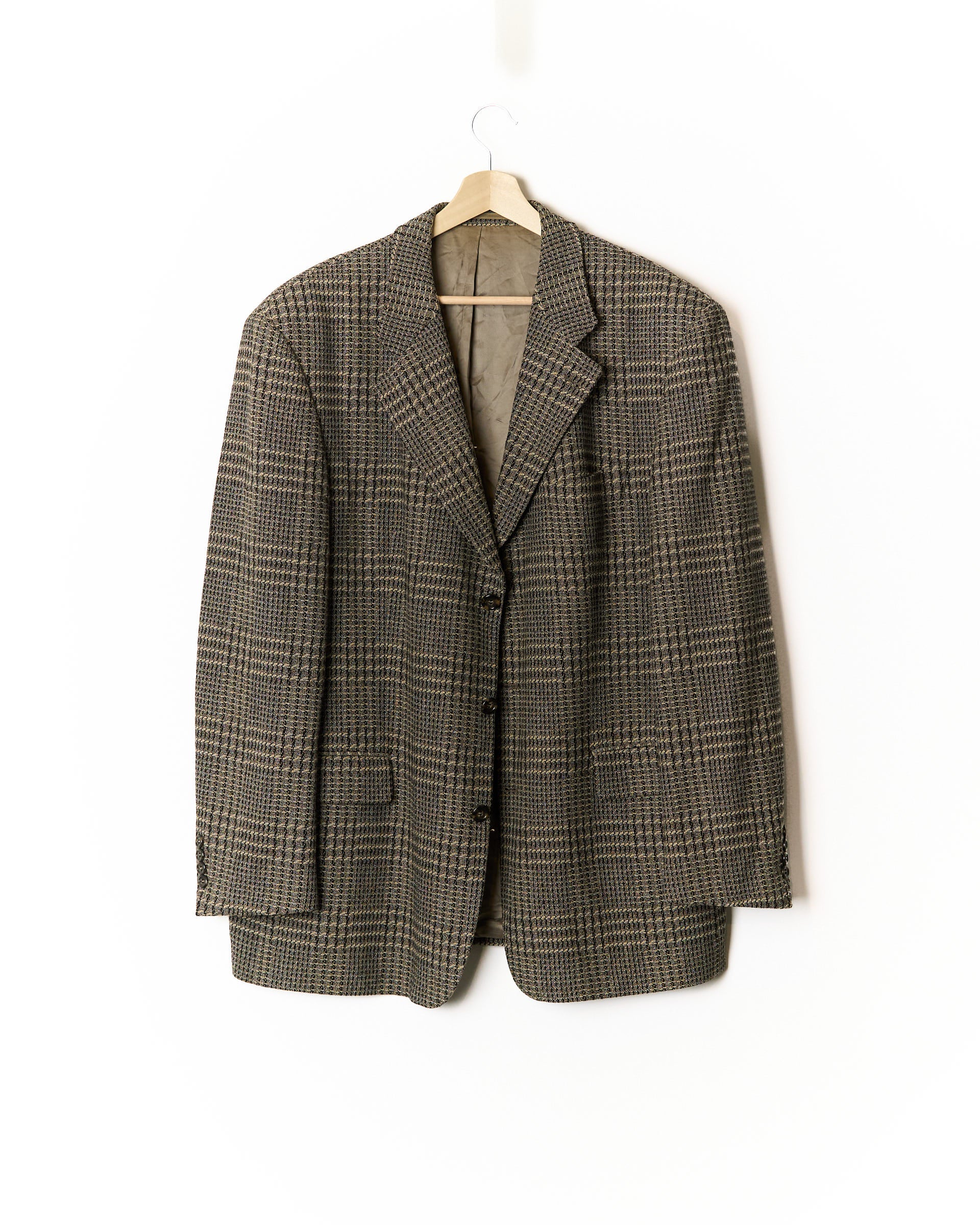Hugo Boss Beige and Brown Checkered Poseidon Sport Jacket Cashmere Wool Blazer