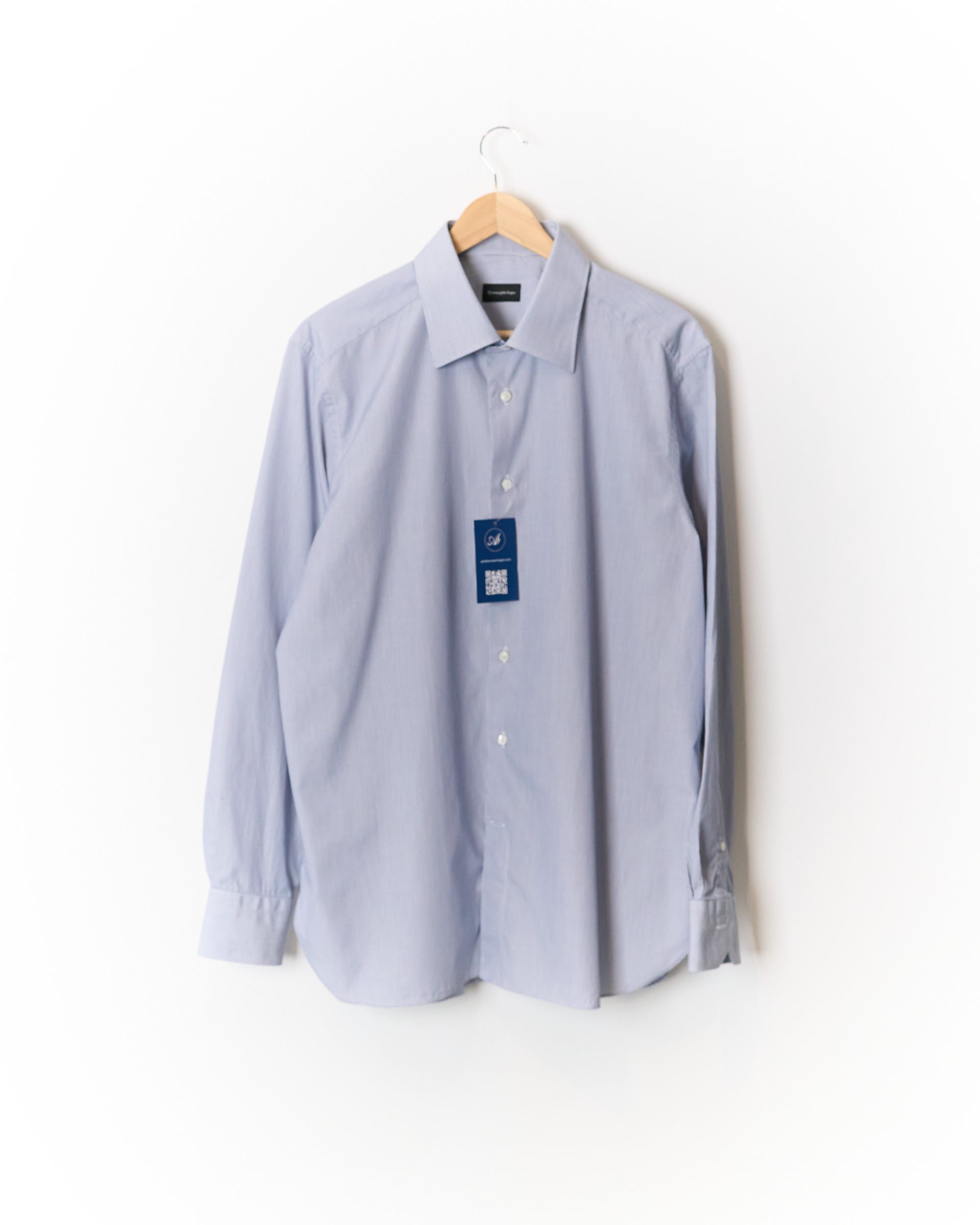 Ermenegildo Zegna Light Blue and White Striped Cotton Shirt