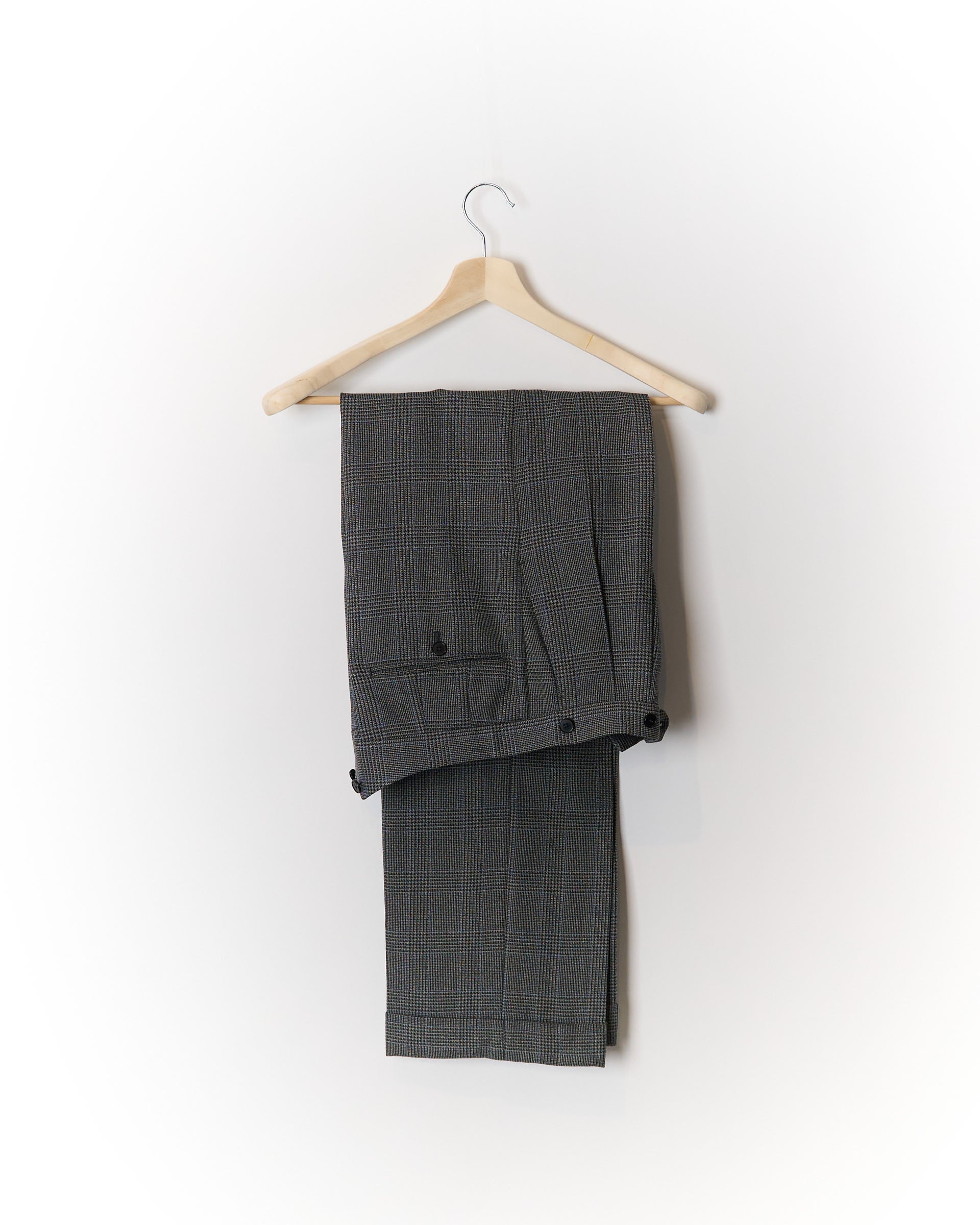 Mond Grey Checkered Wide Legs and Vest Wool Suit