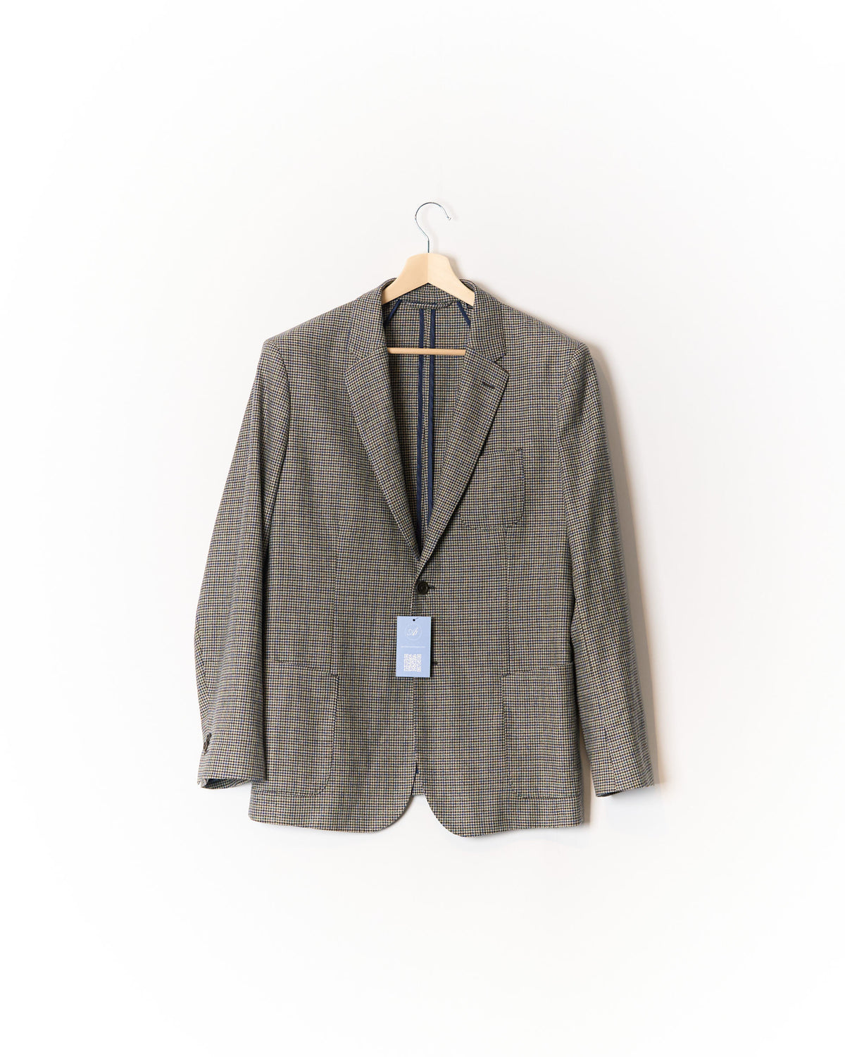Gant Beige, Green, Blue and Brown Houndstooth Wool Sport Jacket Blazer