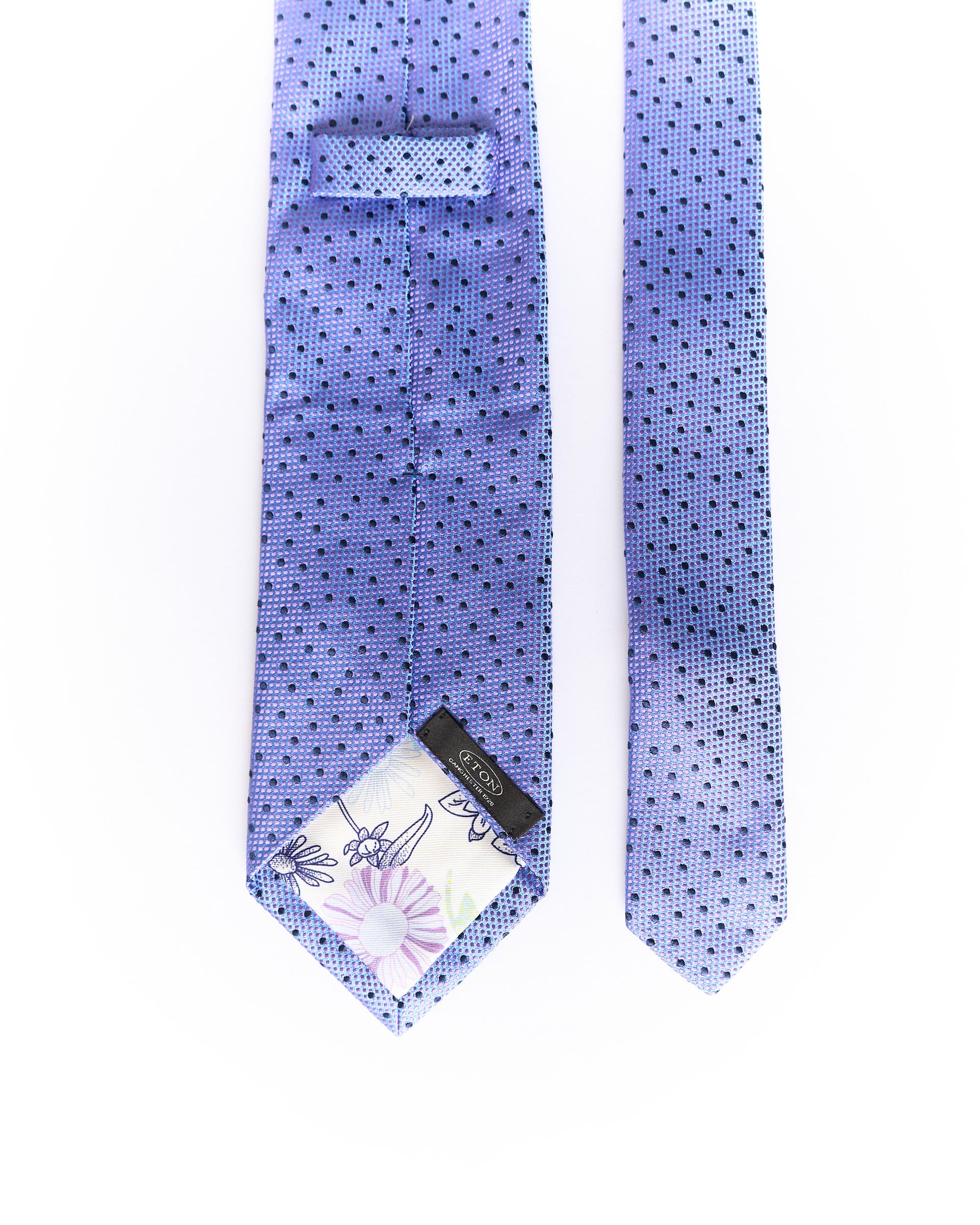 Eton Blue, Navy and Purple Dotted Silk Tie