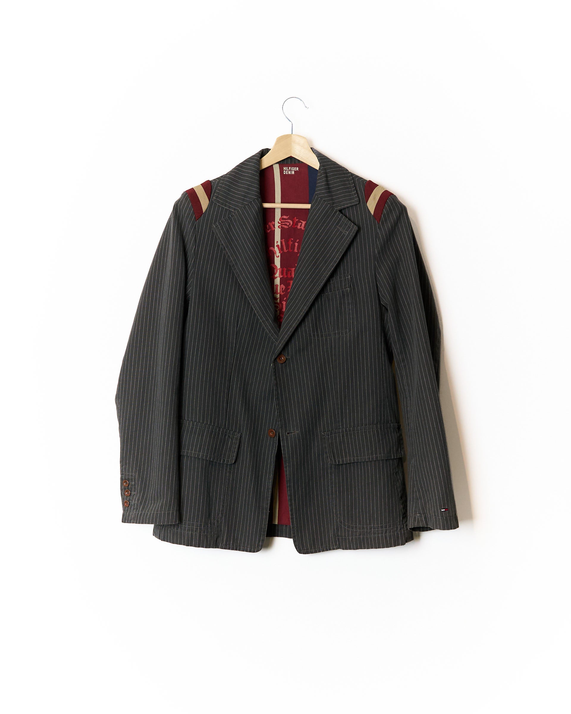 Tommy Hilfiger Denim Dark Grey Pinstripe Cotton Blazer