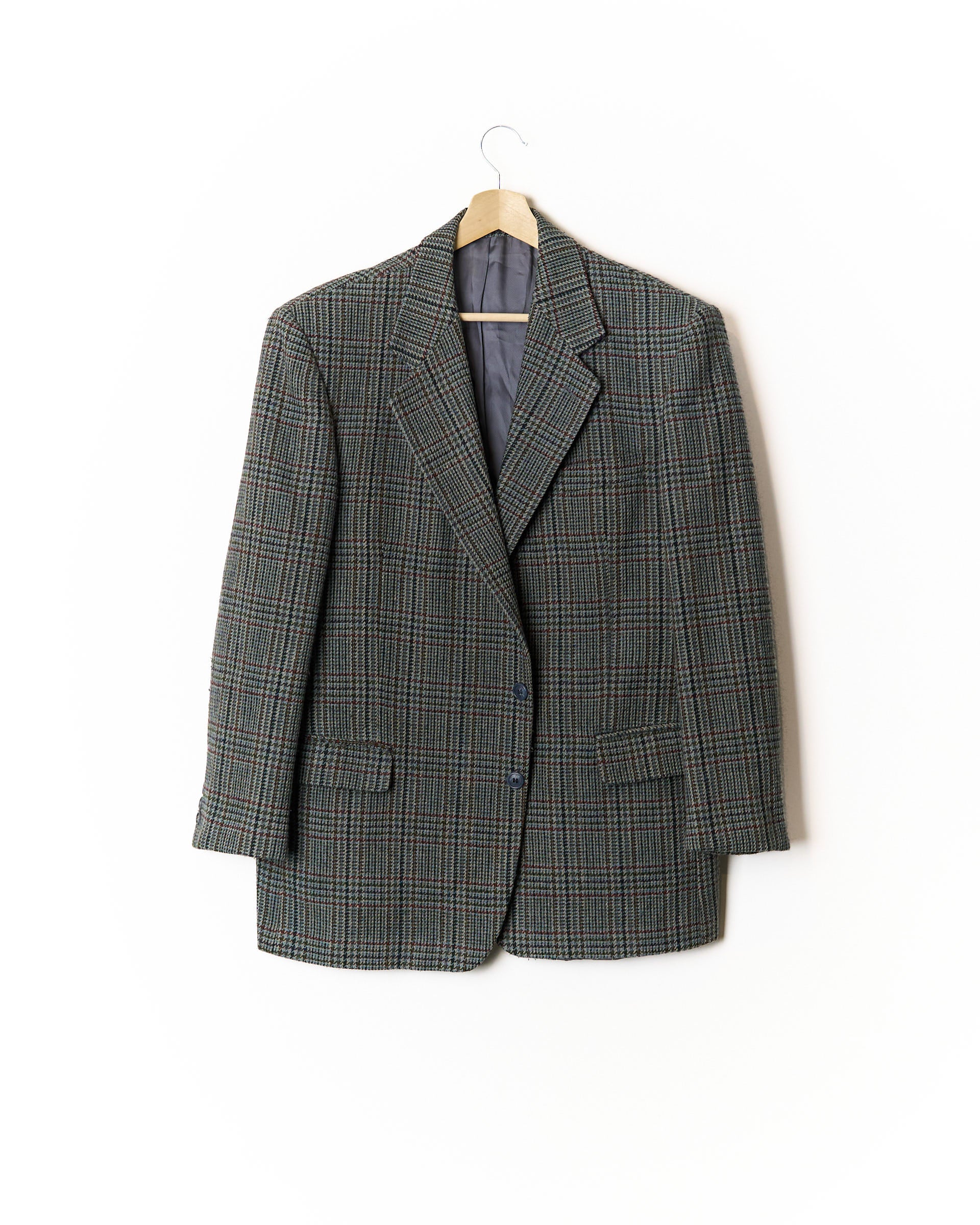 Giole Light Blue, Navy, Green and Red Houndstooth Sport Jacket Blazer