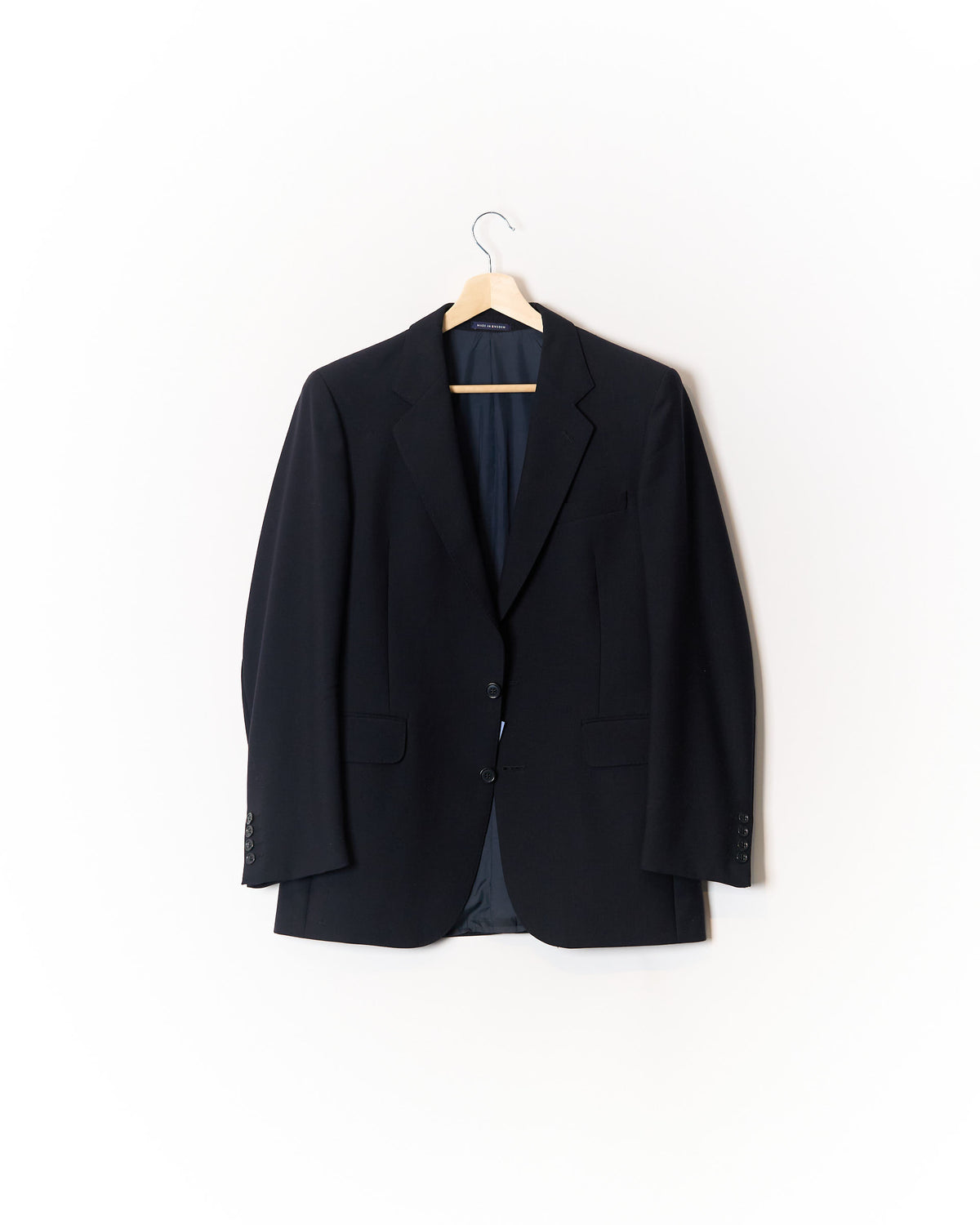 Oscar Jacobson Navy Double Breasted Merino Extra Virigin Wool Blazer