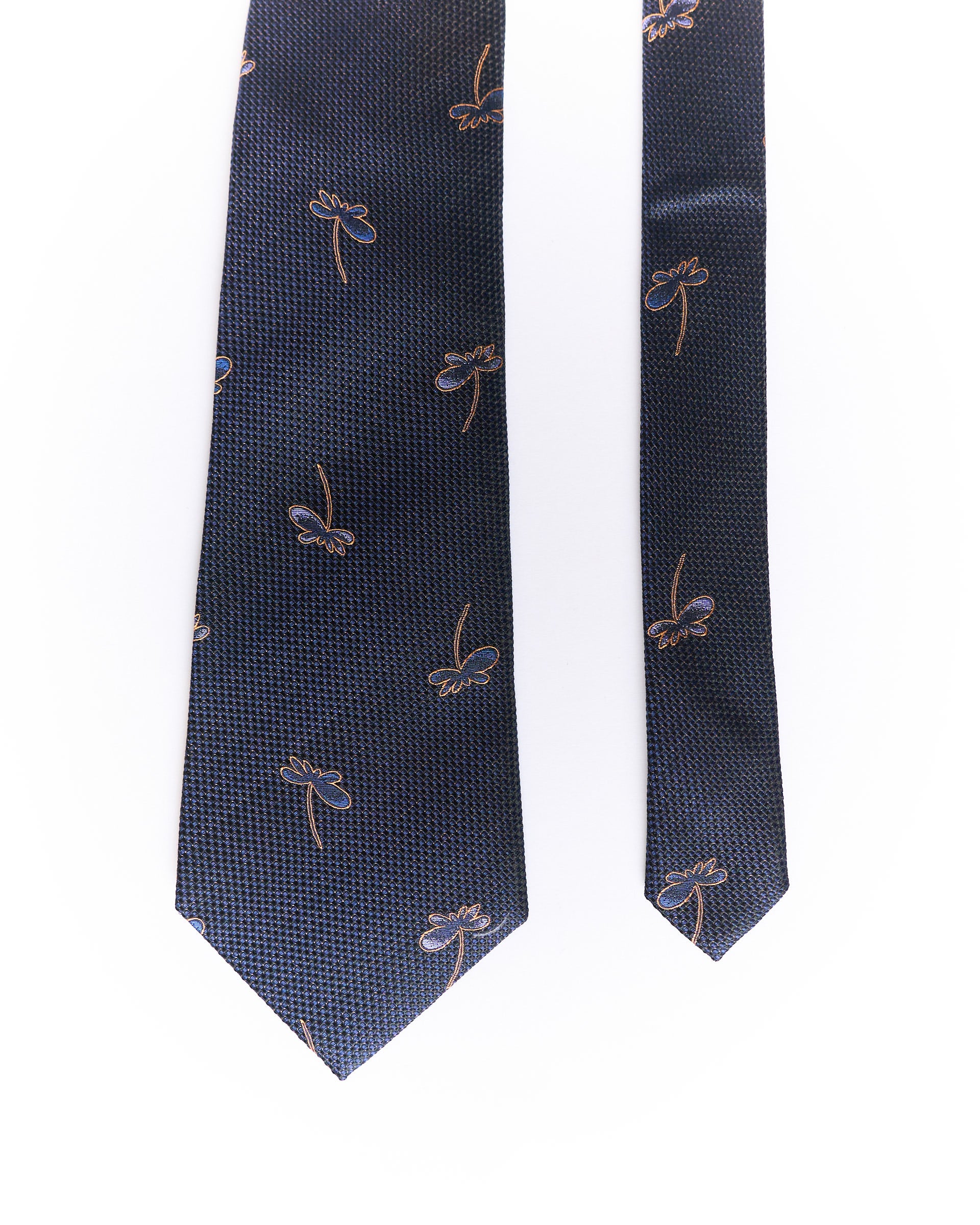 Navy Flower Print Silk Tie