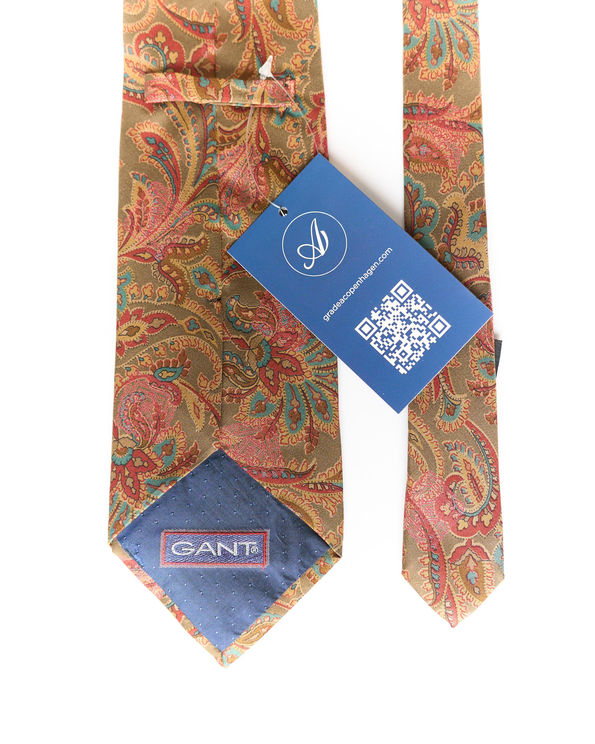 Gant Brown and Red Flower Print Silk Tie