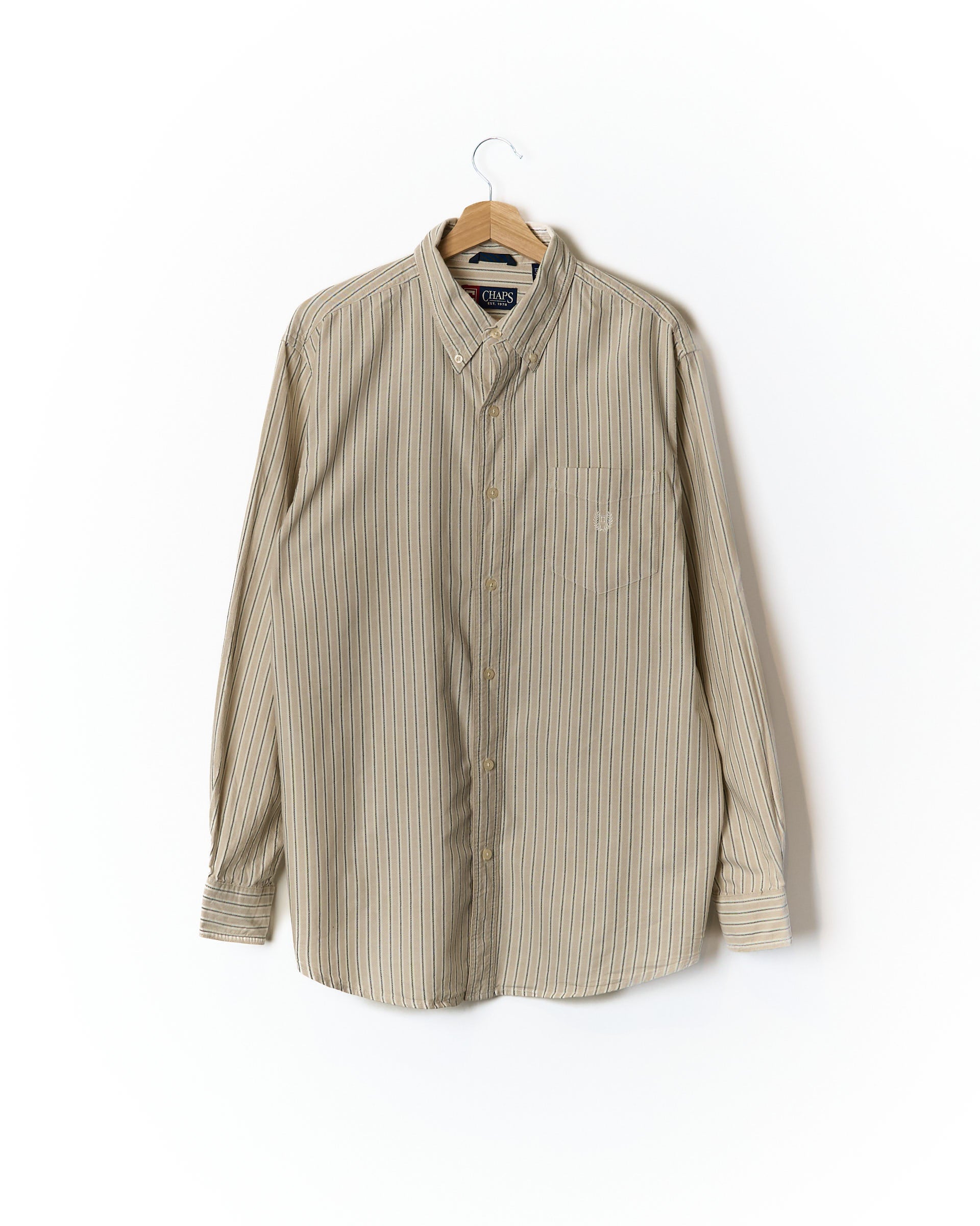 Chaps by Ralph Lauren Brown Striped Button Down Cotton Shirt