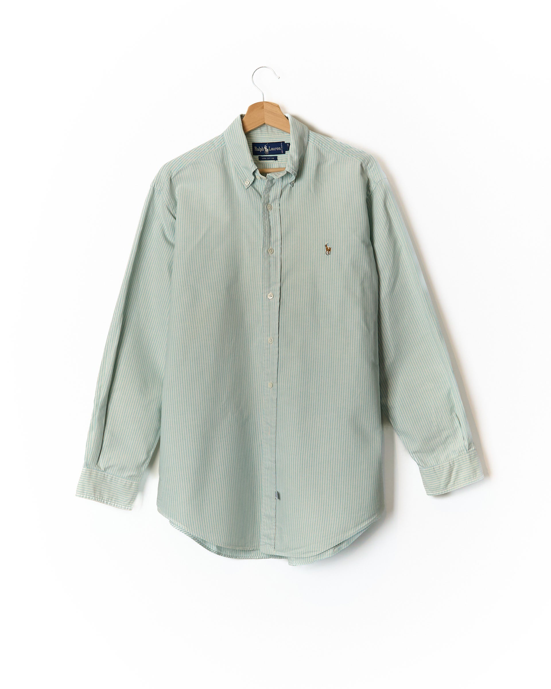 Ralph Lauren Turquoise and White Striped Button Down Oxford Shirt