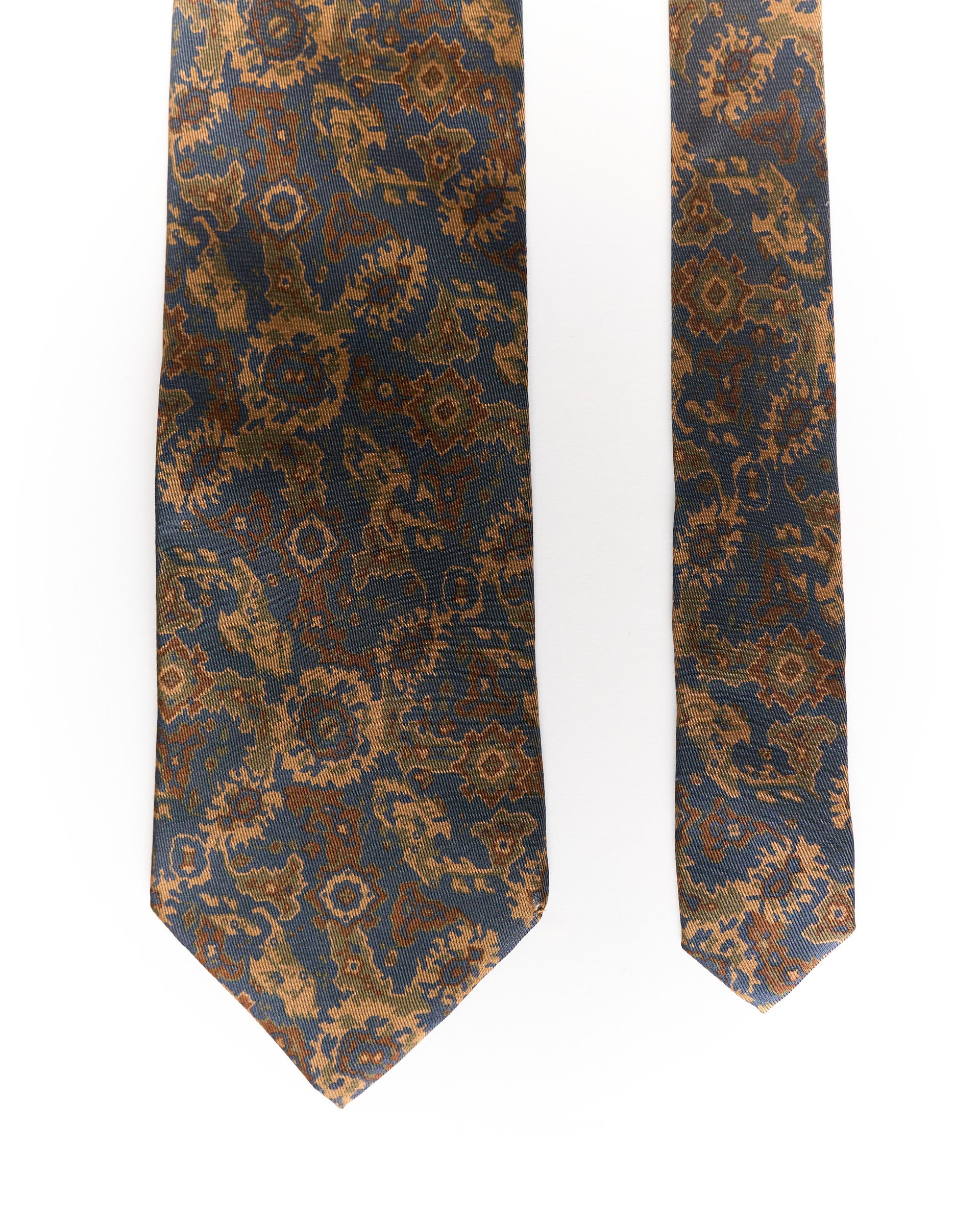 Bettini Brown and Navy Flower Print Silk Tie