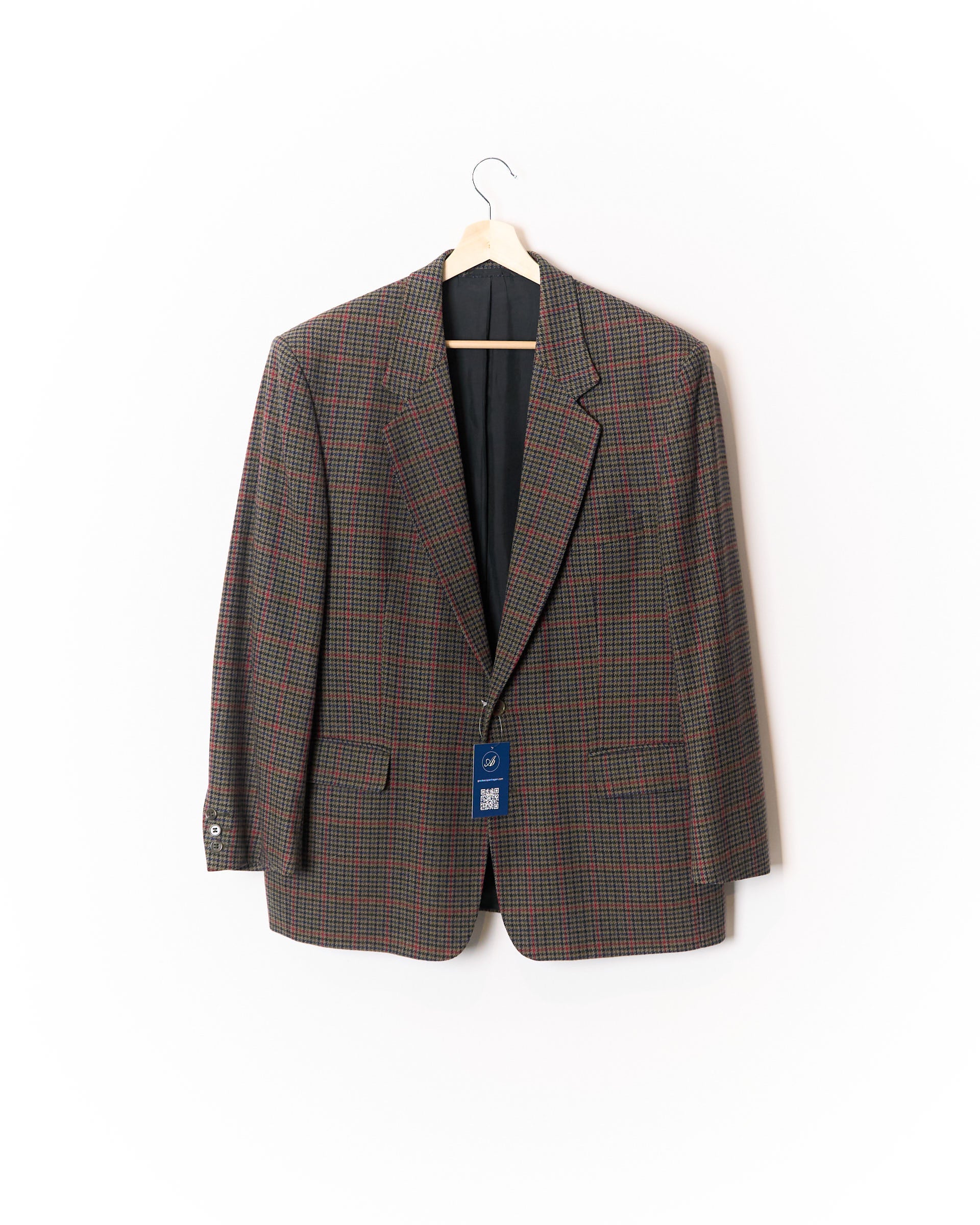Buttonhole Brown, Green, Red and Navy Checkered Sport Jacket Lambswool Blazer