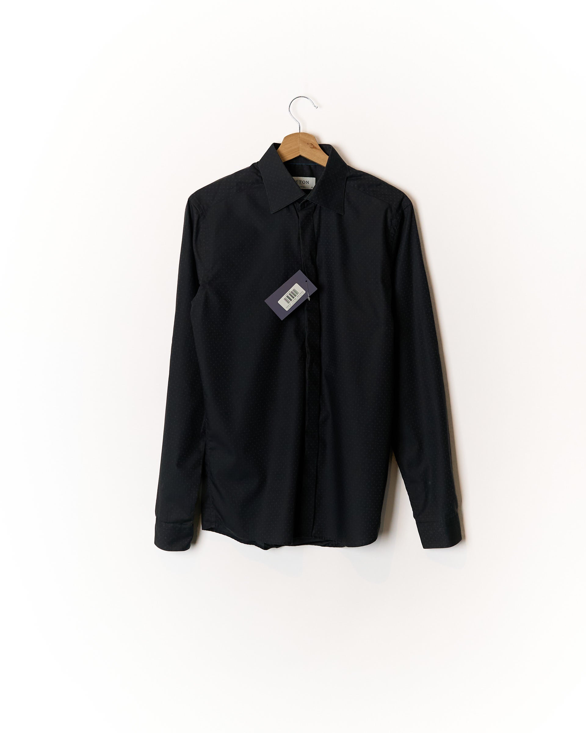 Eton Dark Grey Dotted Super Slim Cotton Shirt