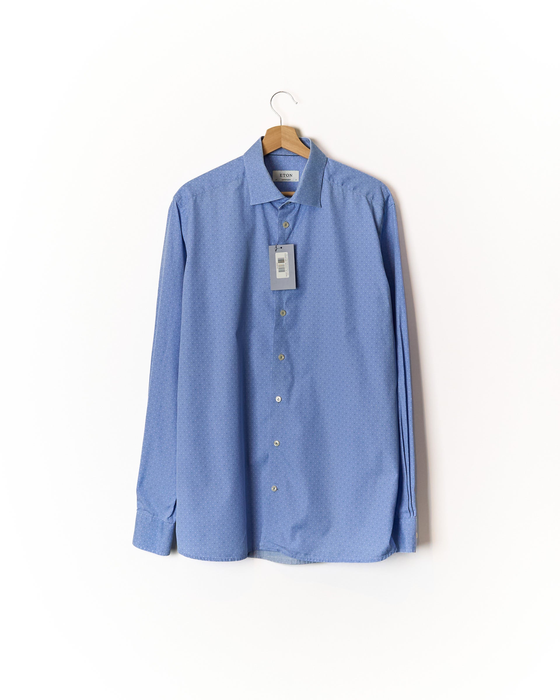 Eton Light Blue Dotted Contemporary Cotton Shirt