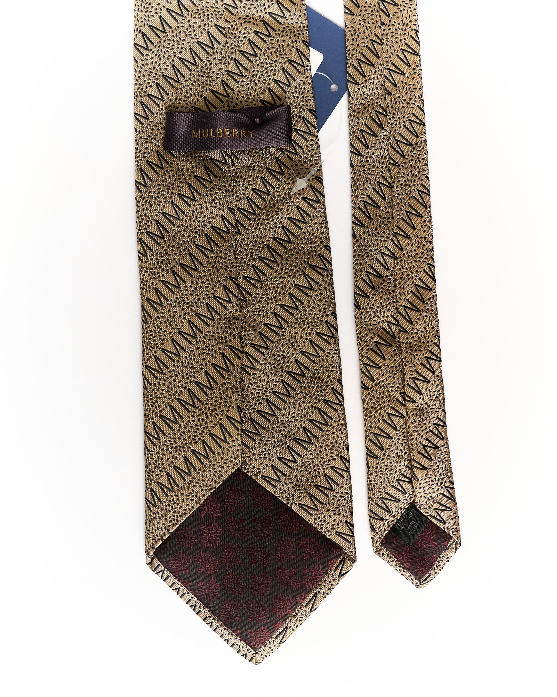 Mulberry Beige Striped Silk Tie