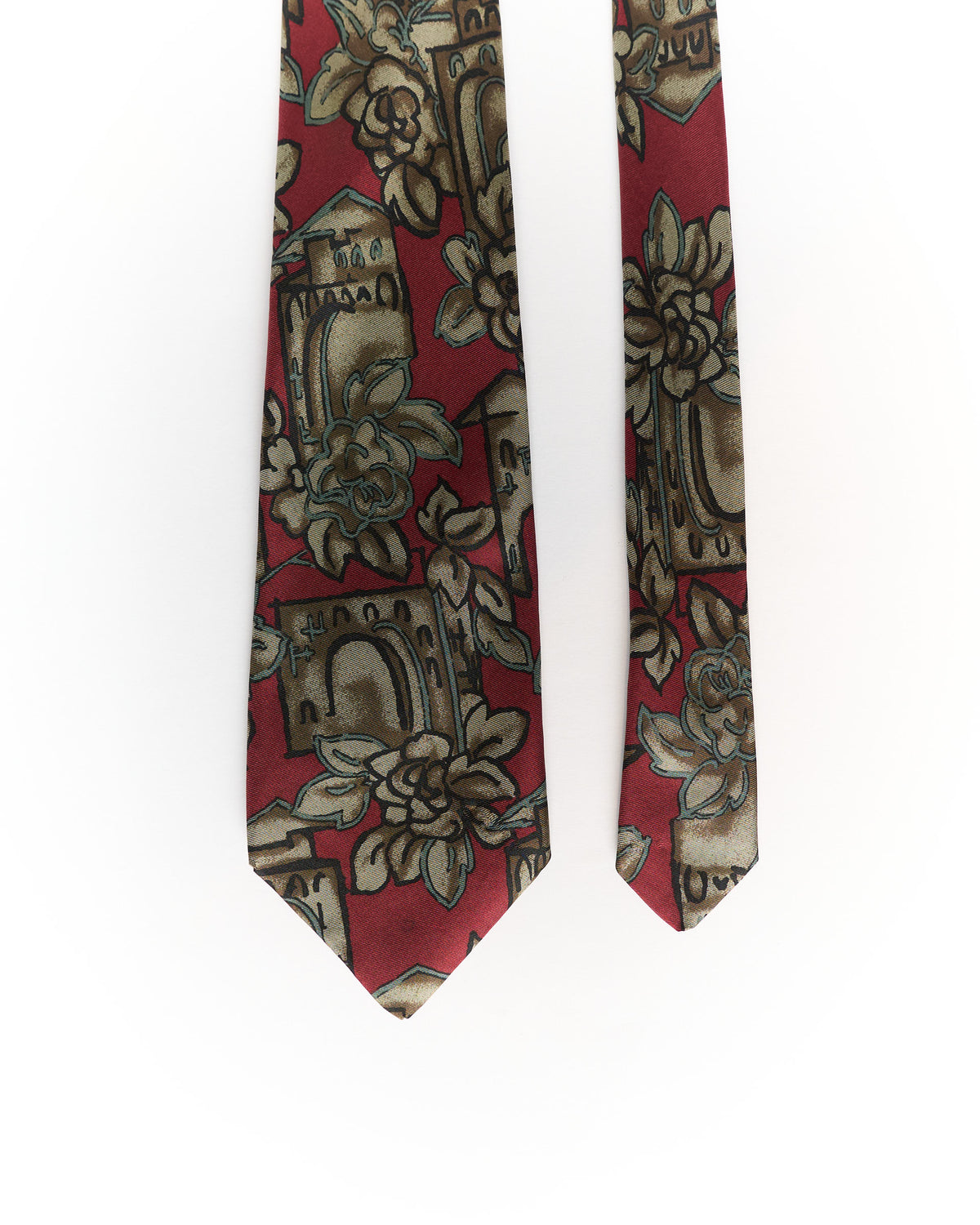 Raffaello Red and Grey Vintage Silk Tie
