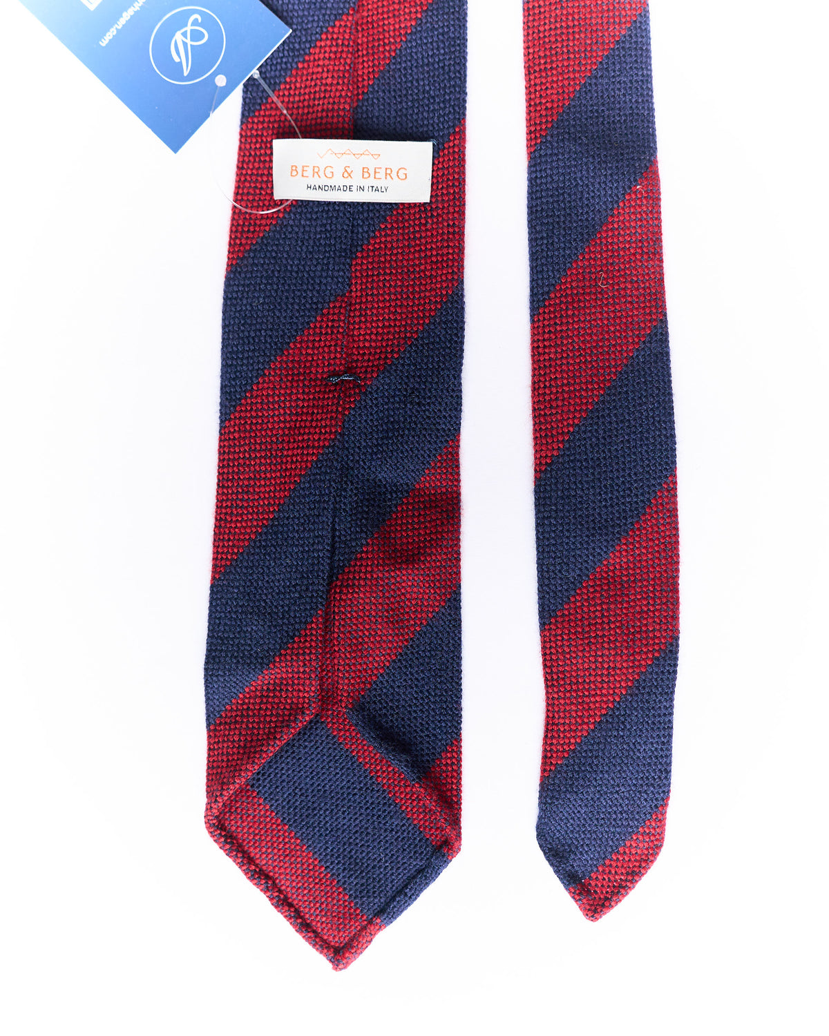 Berg & Berg Navy and Red Striped Hand Made Wool Tie