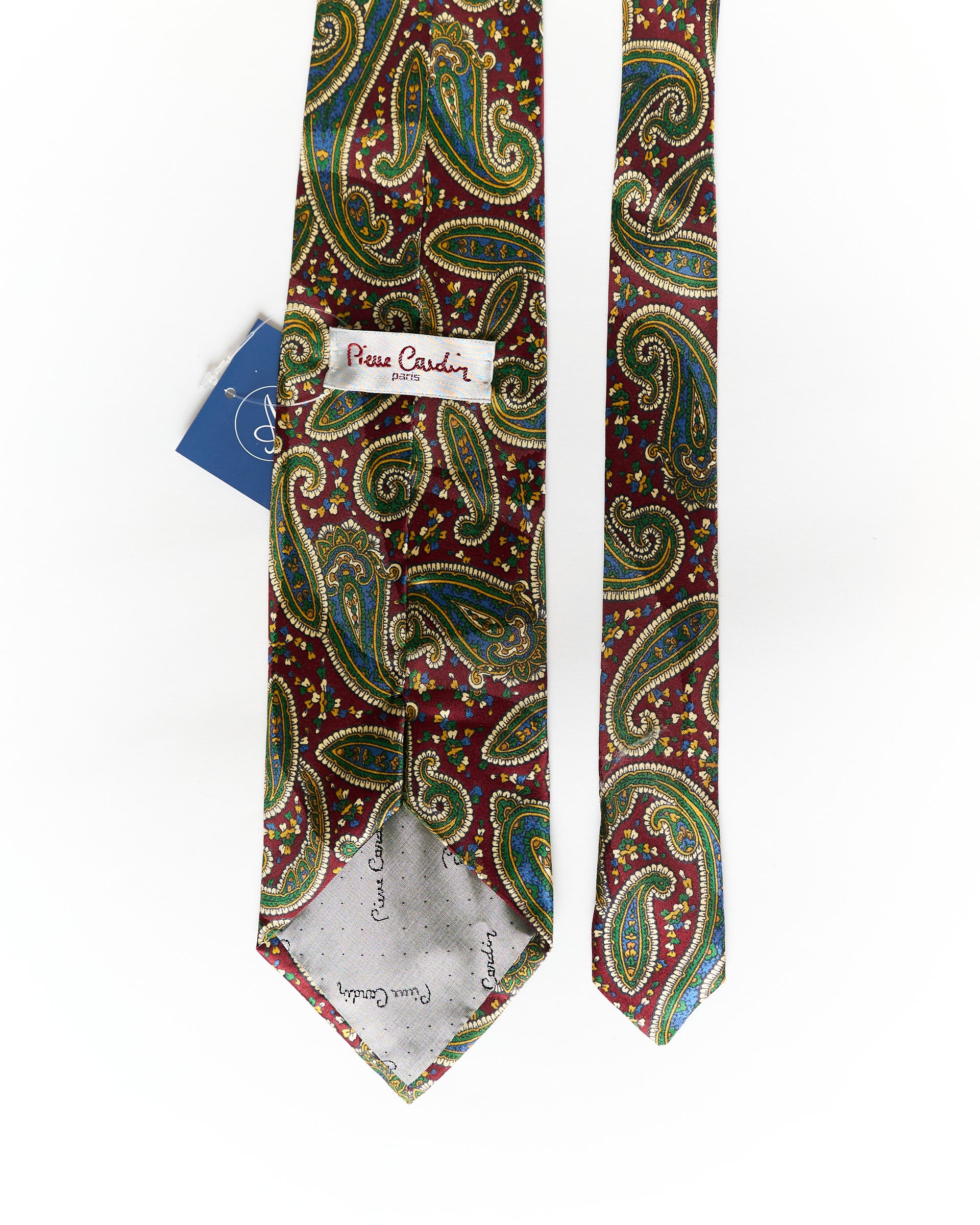 Pierre Cardin Dark Red and Green Paisley Silk Tie