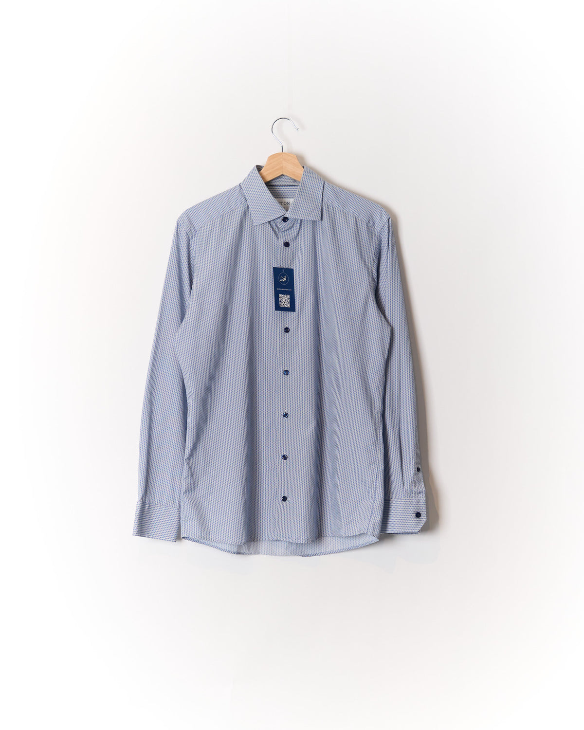 Eton Light Blue Dotted Slim Cotton Shirt