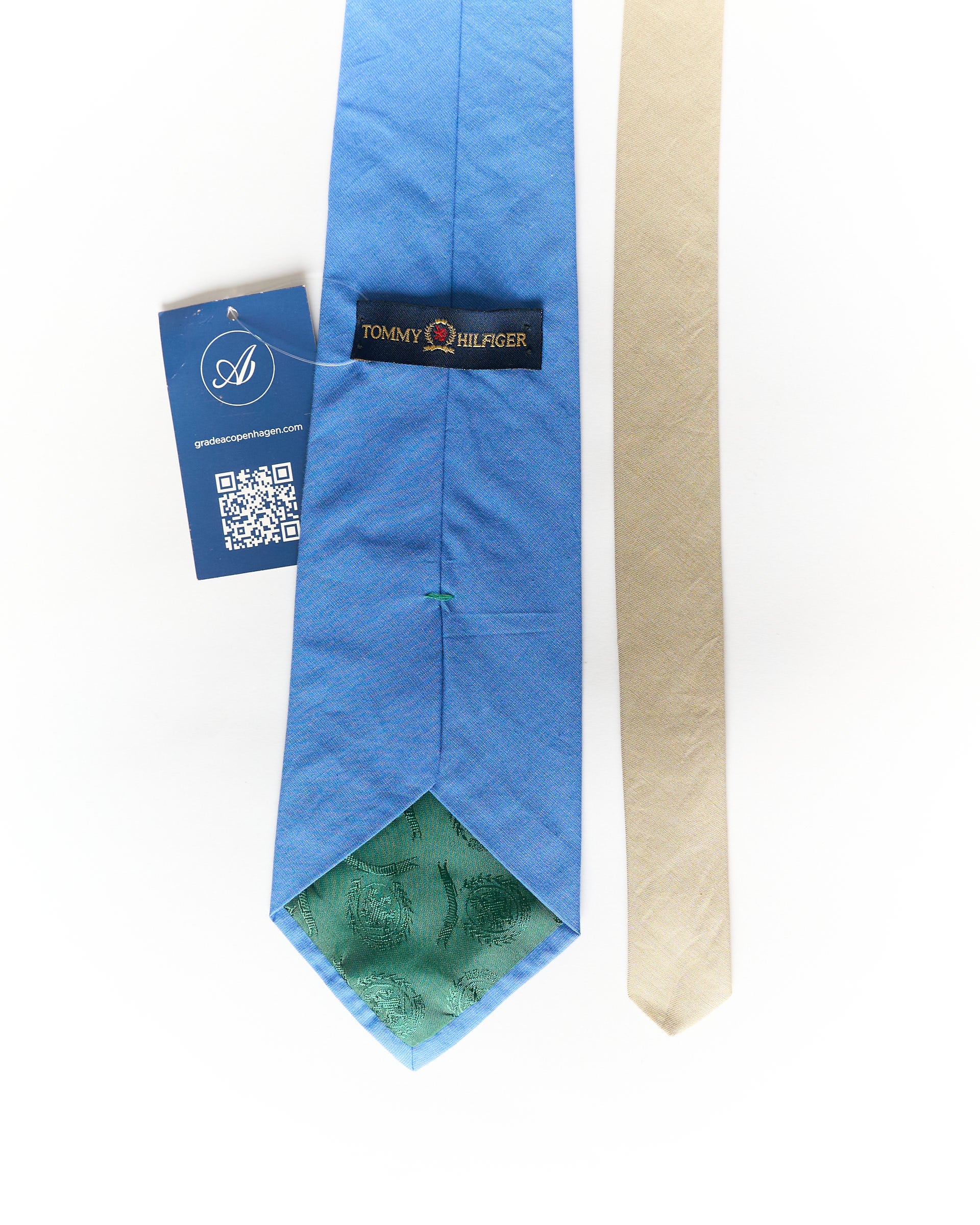 Tommy Hilfige Blue and Beige Cotton Tie