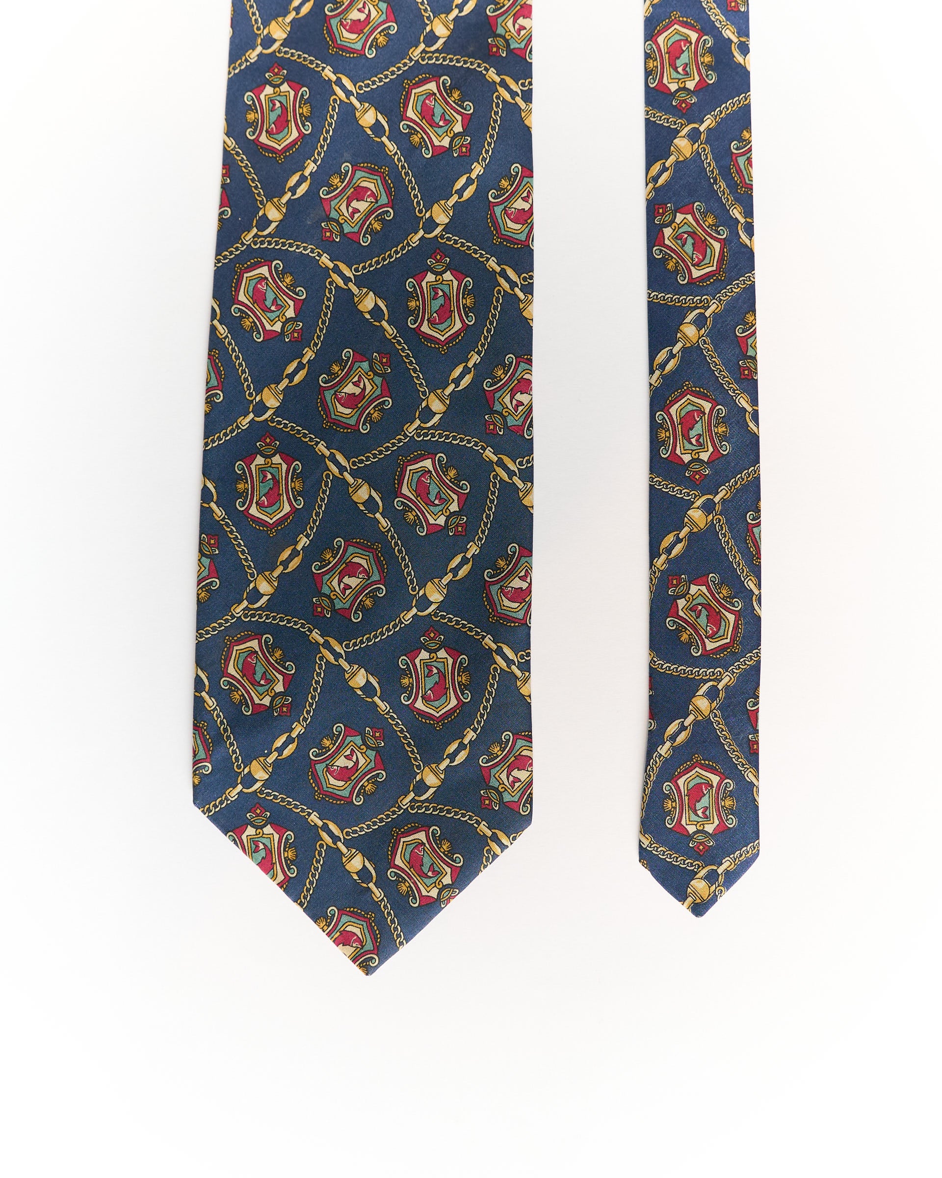 Saddler Navy Gold Chain Seidenkrawatte