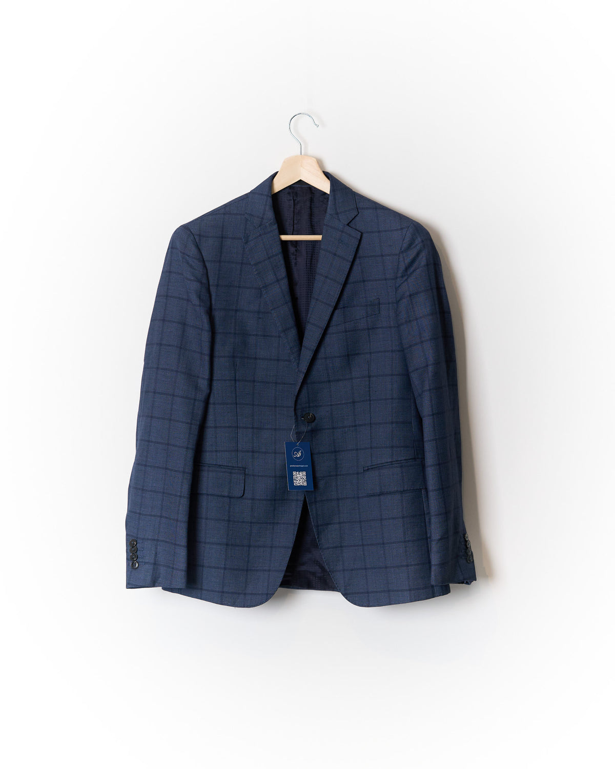 Pal Zileri Lab Navy Checkered Wool and Linen Sport Jacket Blazer