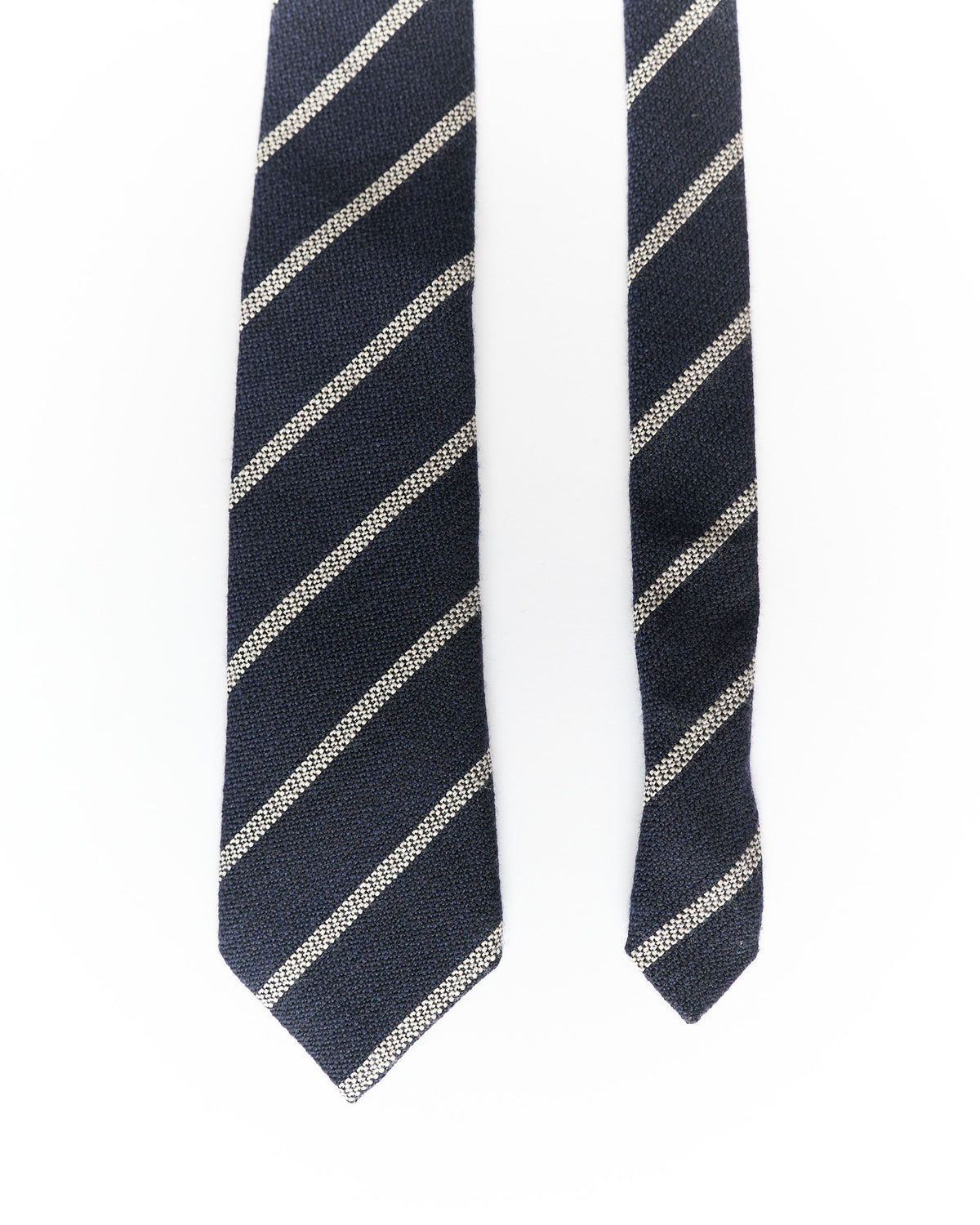 Berg & Berg Navy and White Striped Hand Made Wool Tie