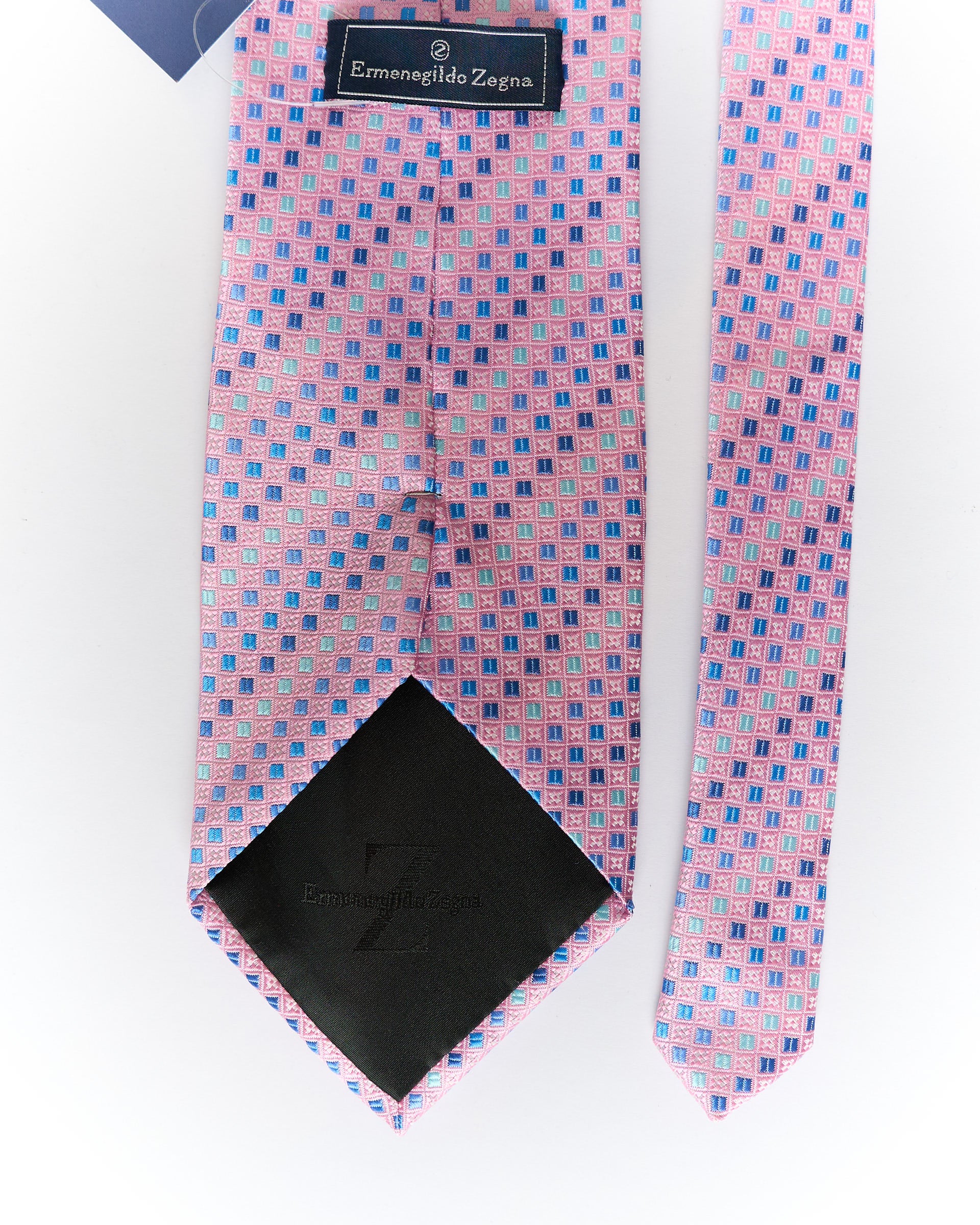 Ermenegildo Zegna Pink Square Dotted Silk Tie