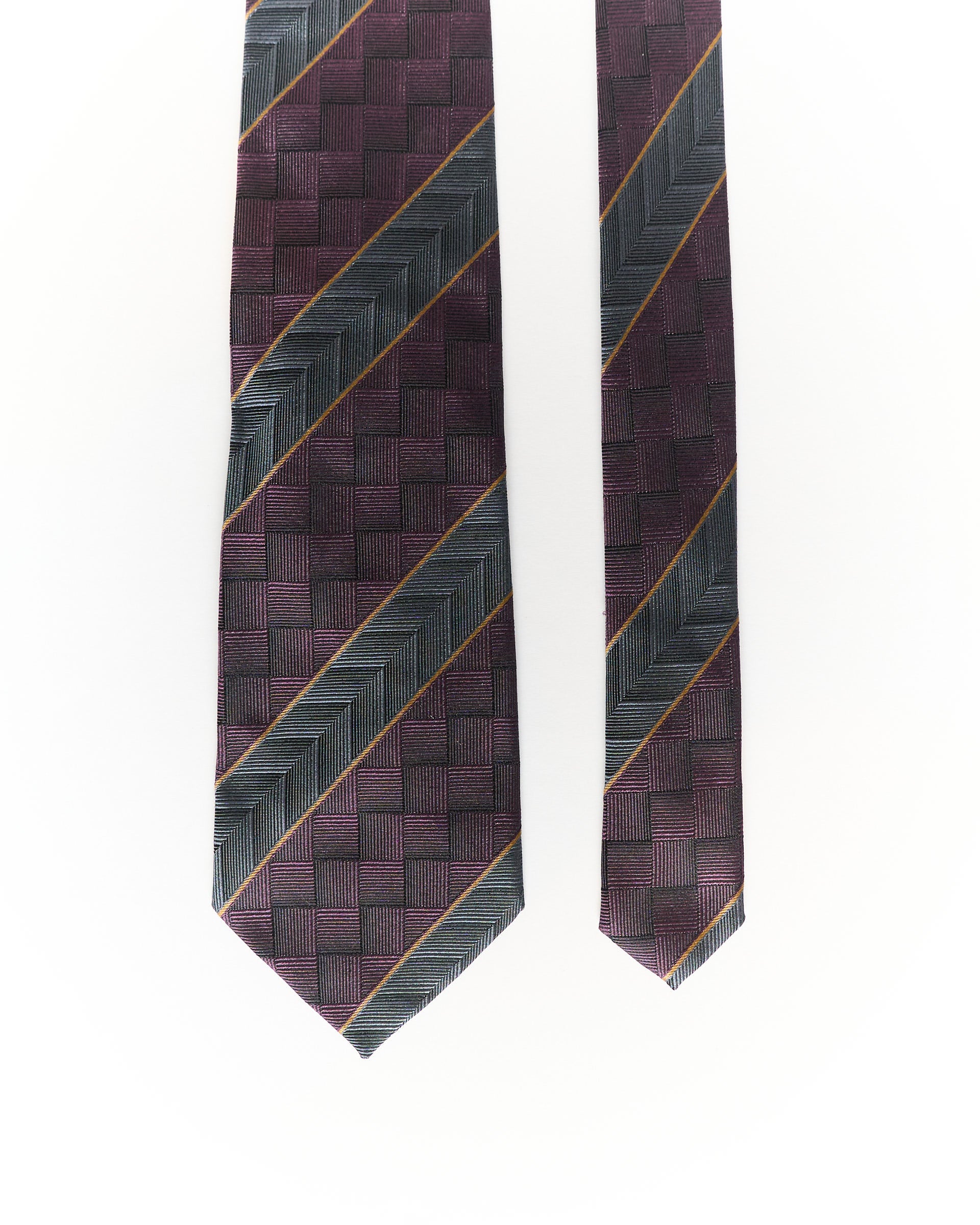 Cerrruti 1881 Purple and Grey Striped Silk Tie