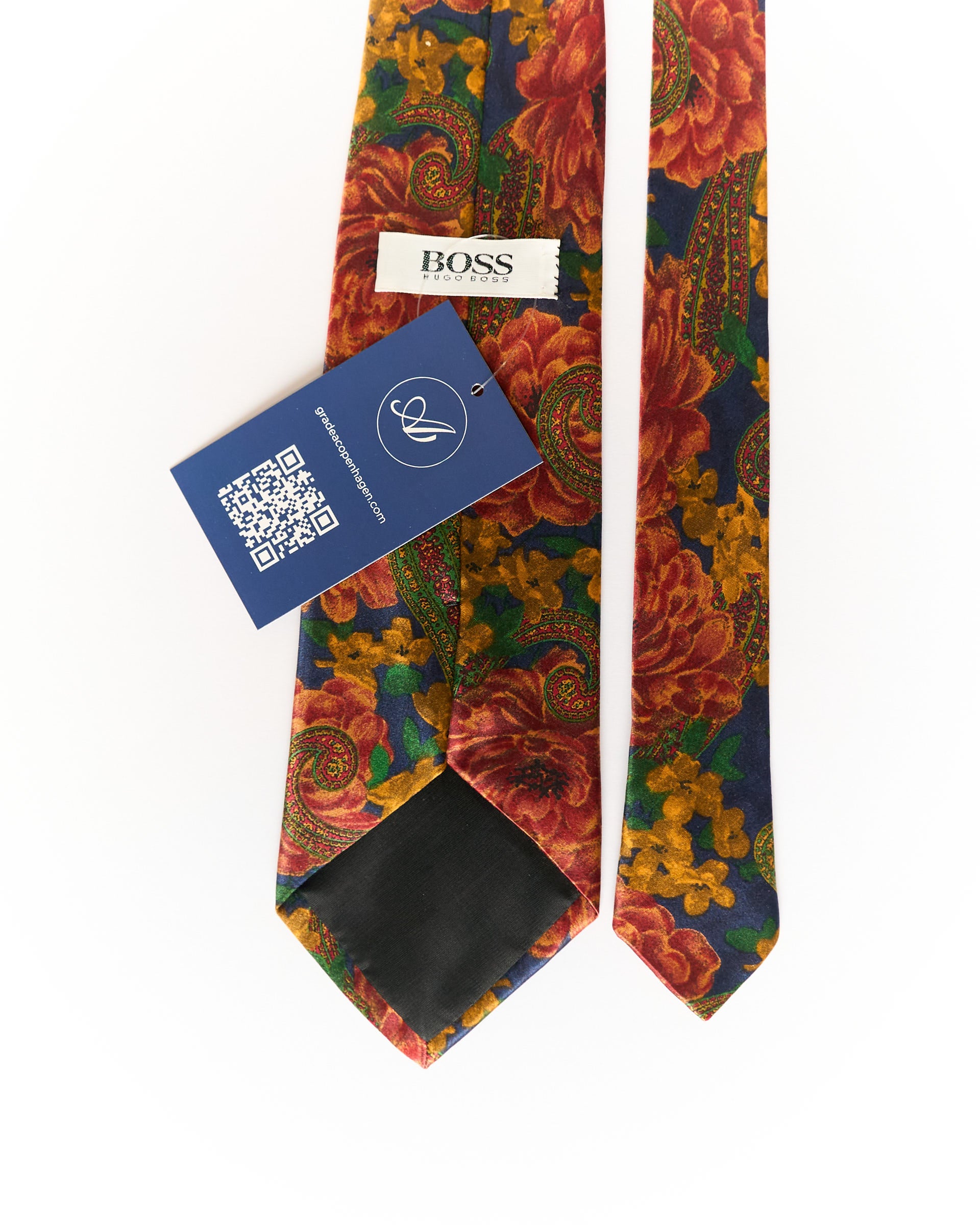 Hugo Boss Red Flower Print Silk Tie
