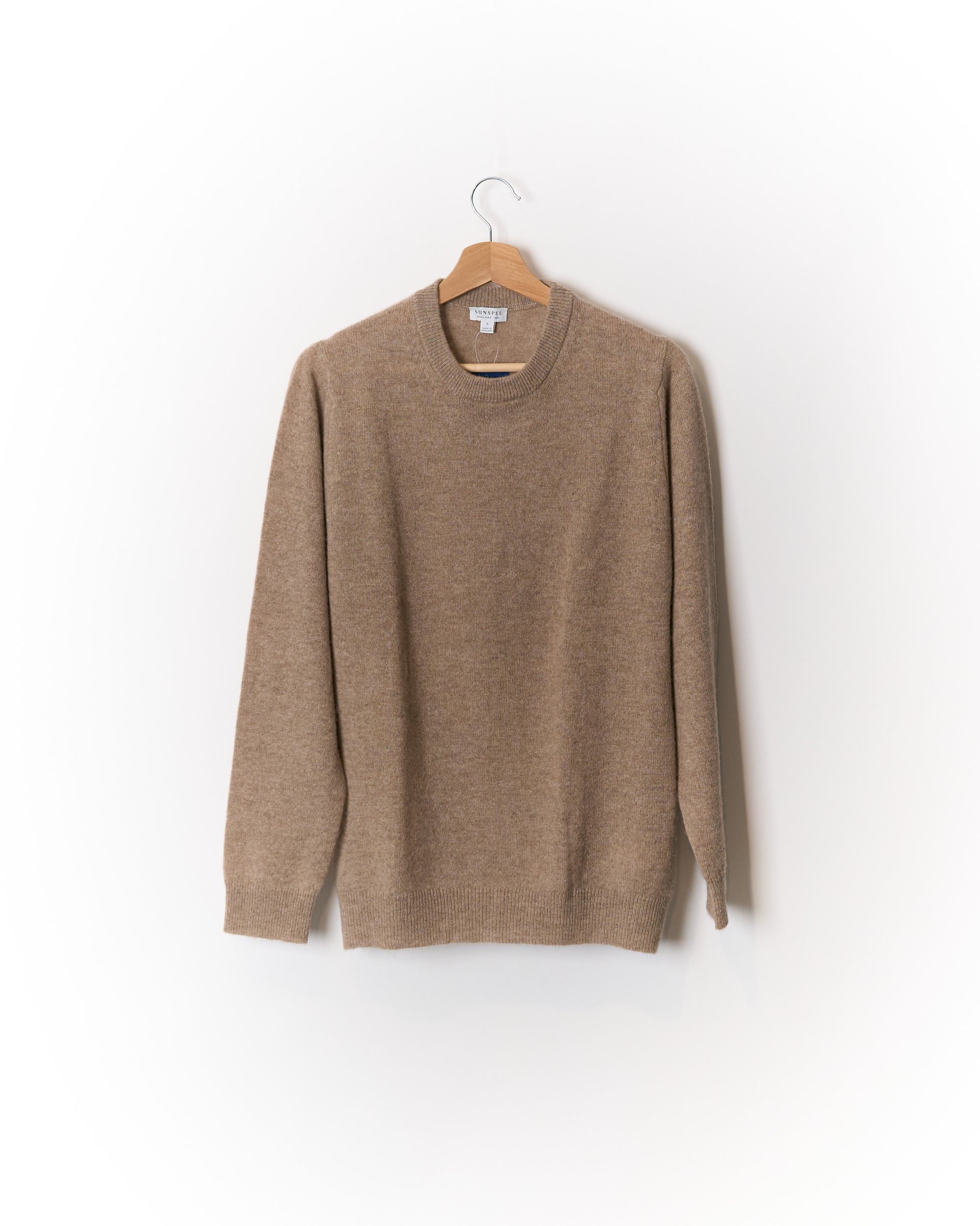 Sunspel Brown Cashmere O-Neck Knit