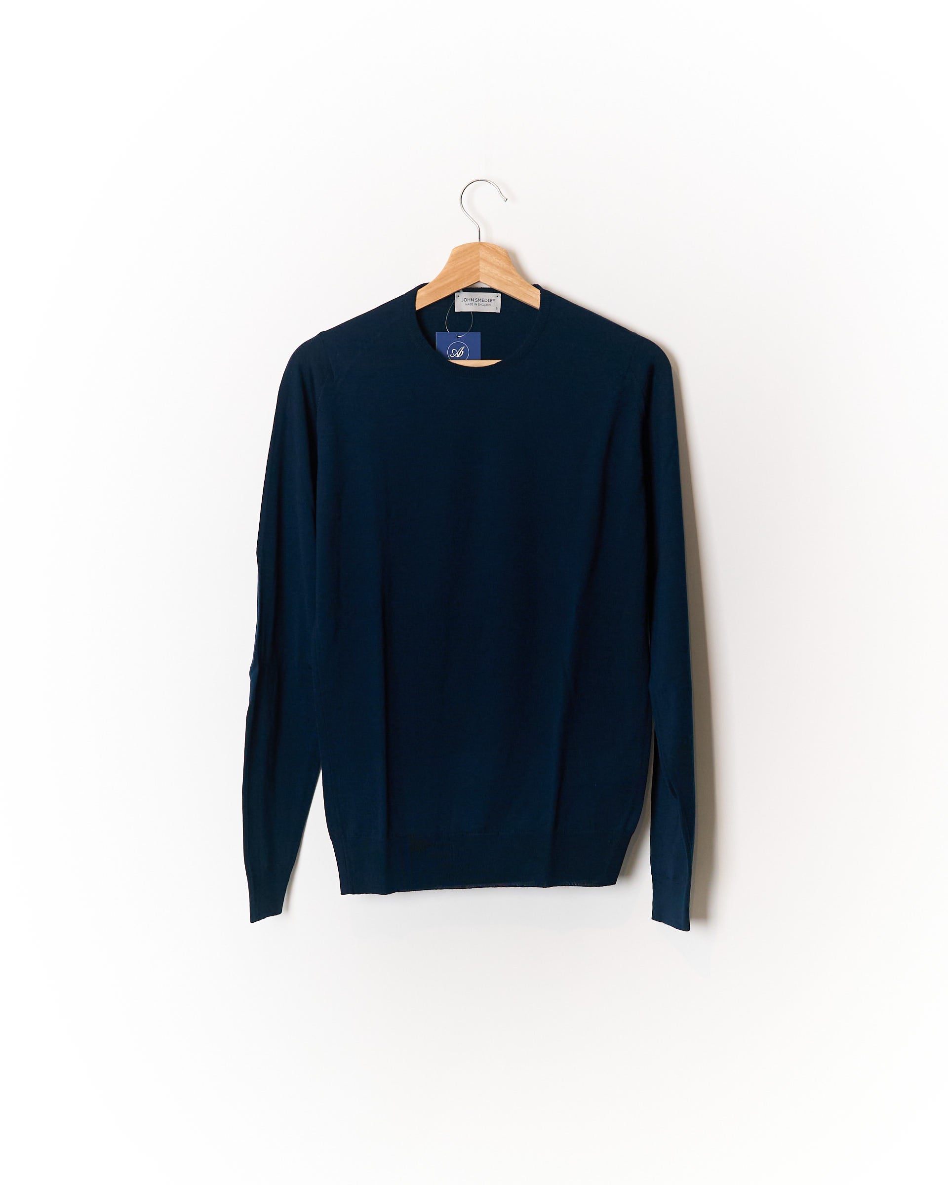 John Smedley Petrolium Green Extra Fine Virgin Merino Wool Crew Neck Knit