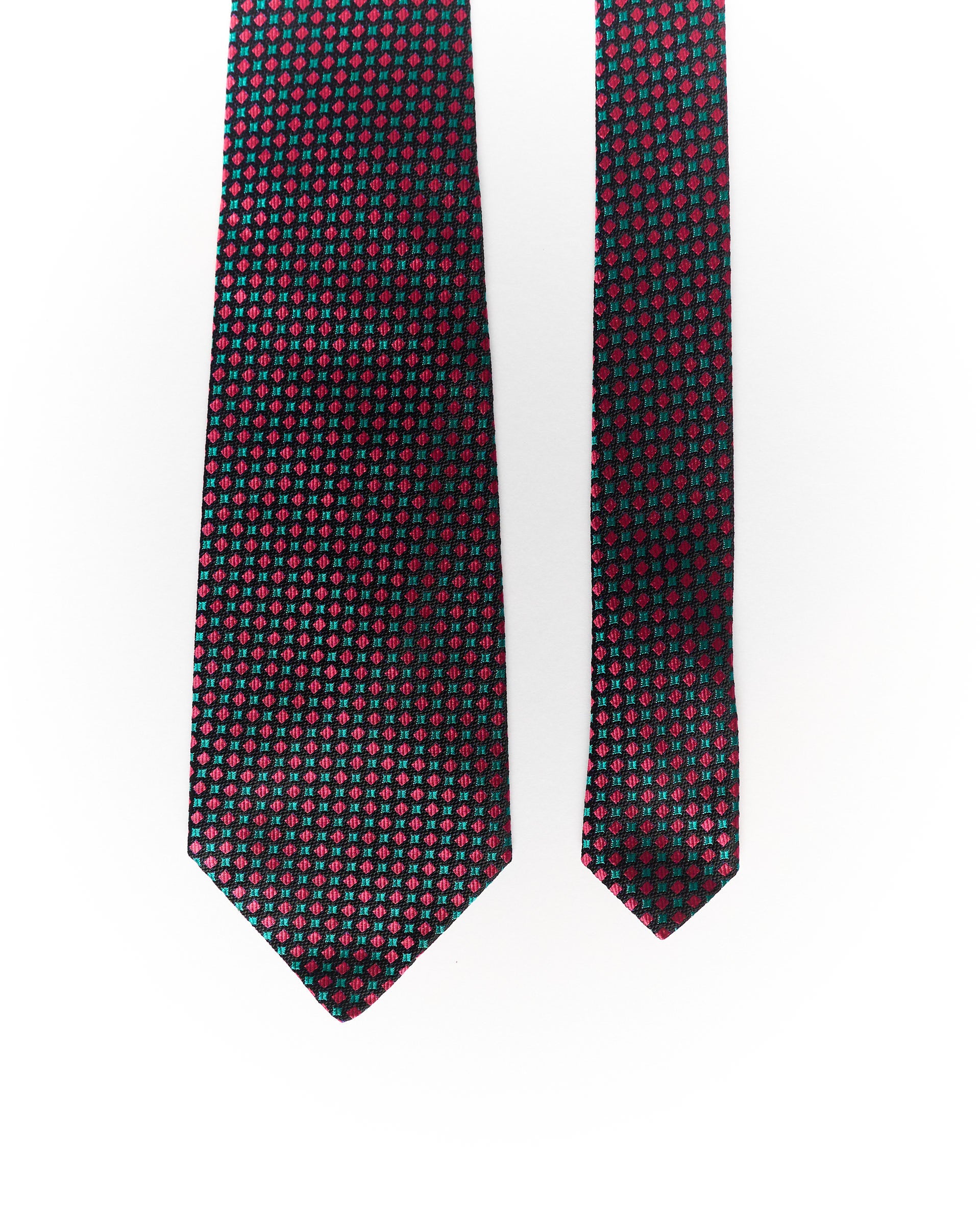 Oliver Black, Pink and Green Dotted Silk Tie