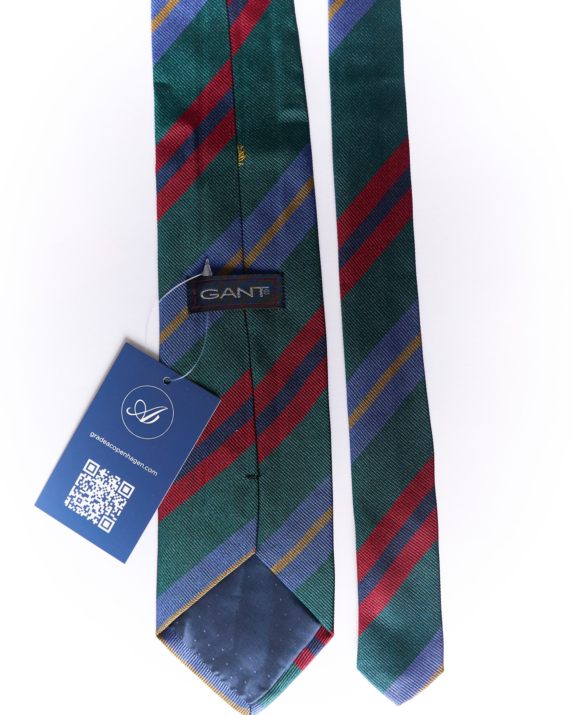 Gant Dark Green, Blue, Red and Yellow Striped Silk Tie