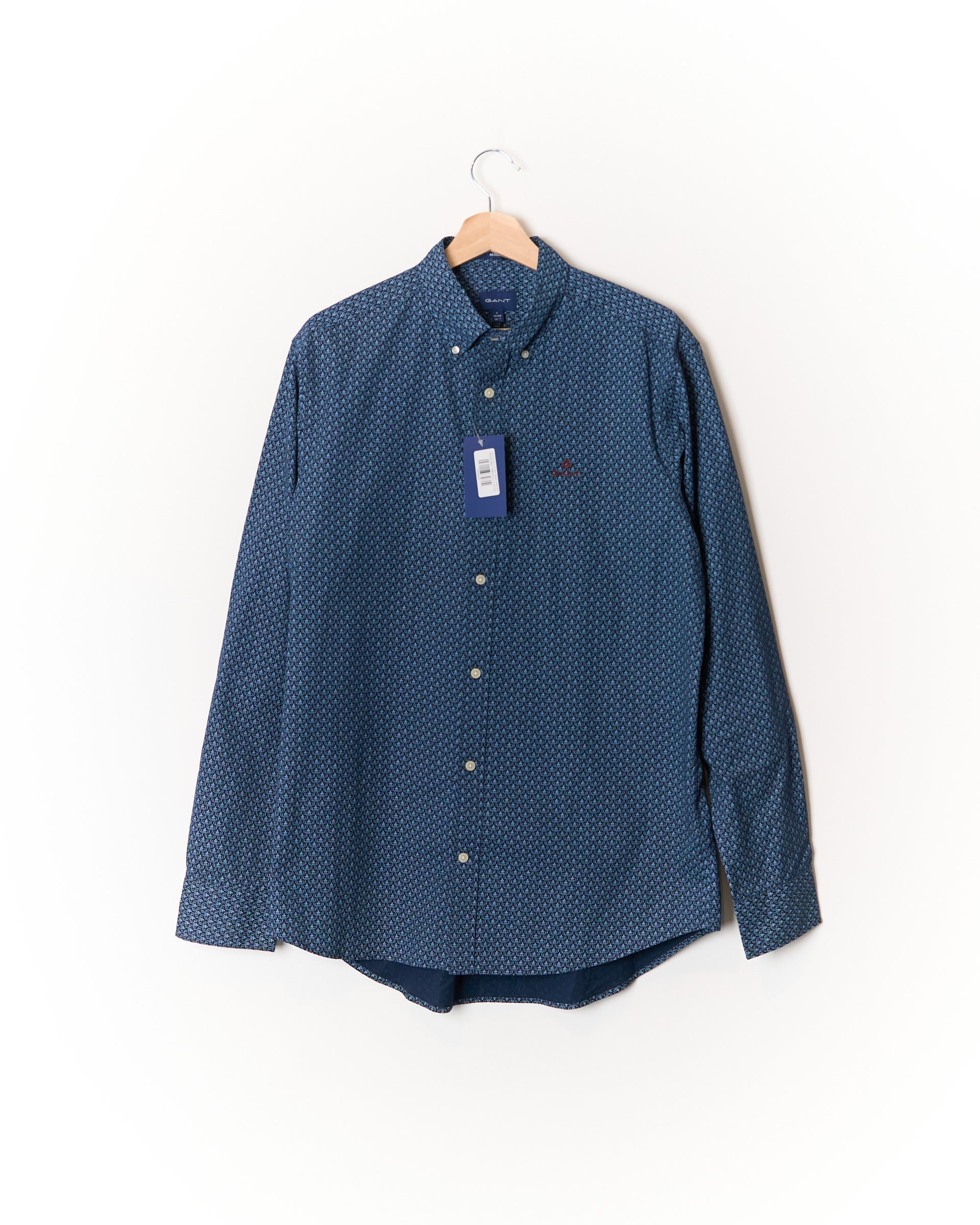 Gant Navy and Light Blue Regular Cotton Shirt
