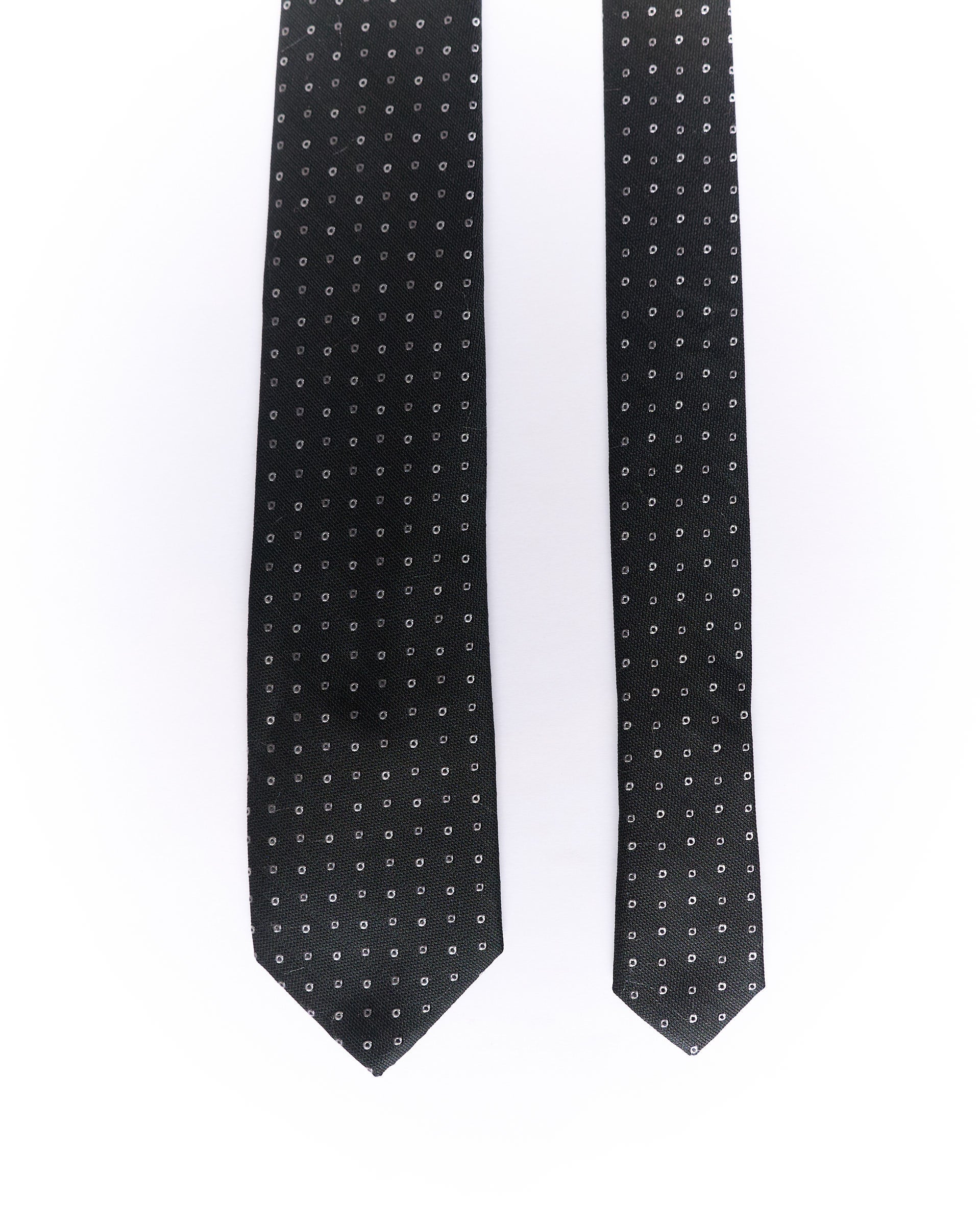 DNKY Black and White Dotted Slim Silk Tie