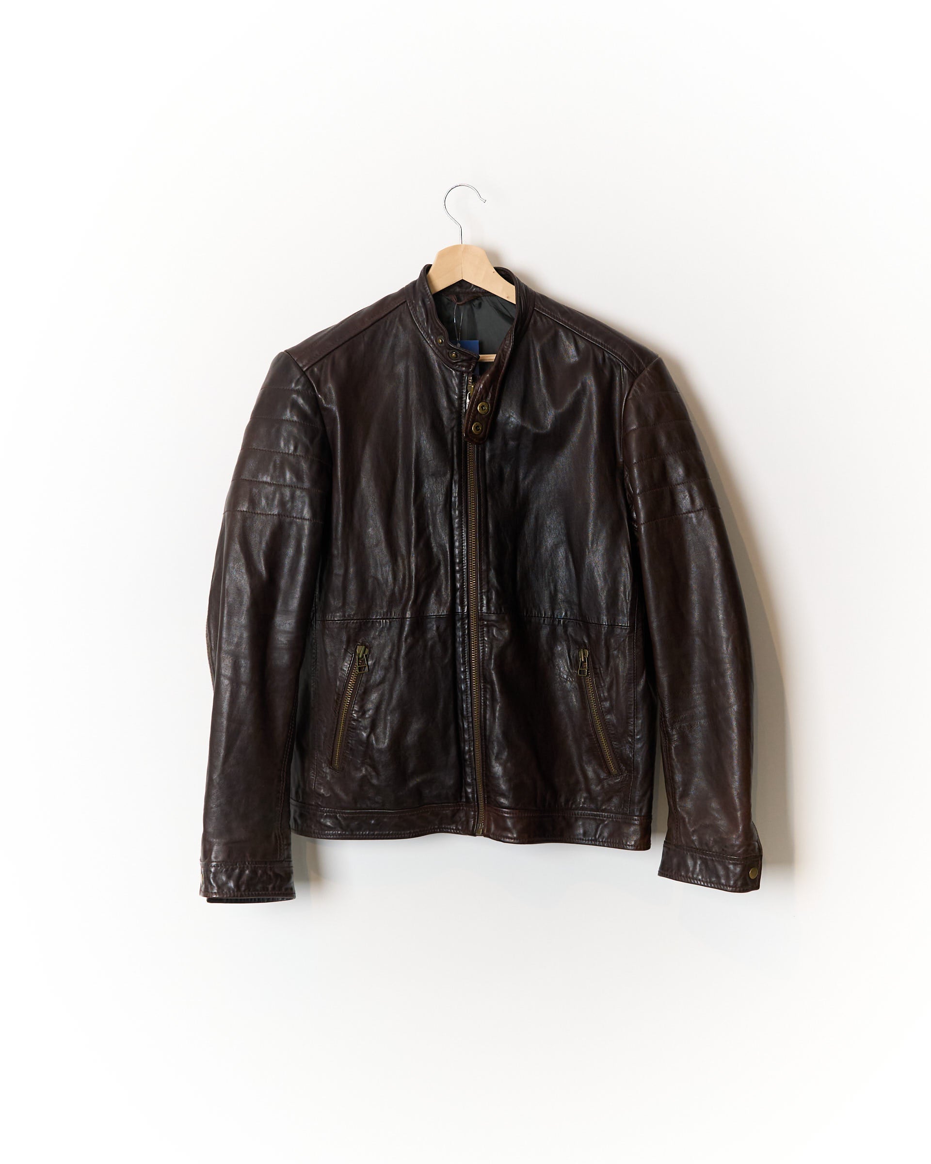 Matínique Brown Leather Full-Zip Jacket