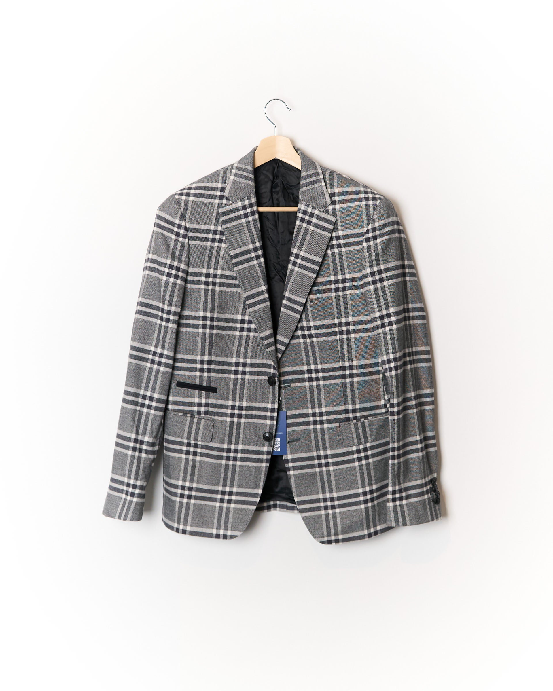Cavallaro Napoli Grey and White Checkered Sport Jacket Cotton Blazer